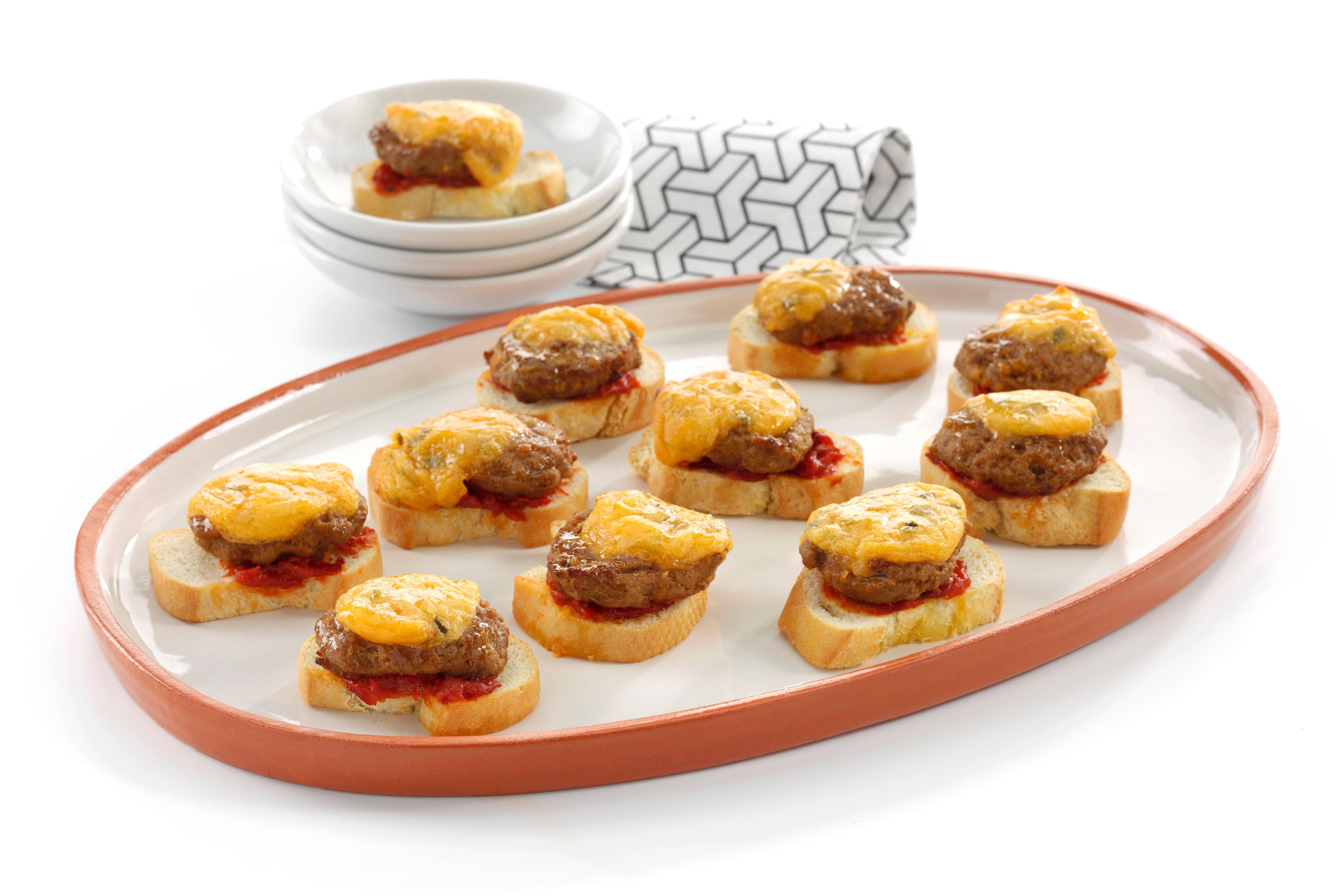 Brakes Mini Cheeseburger Crostini