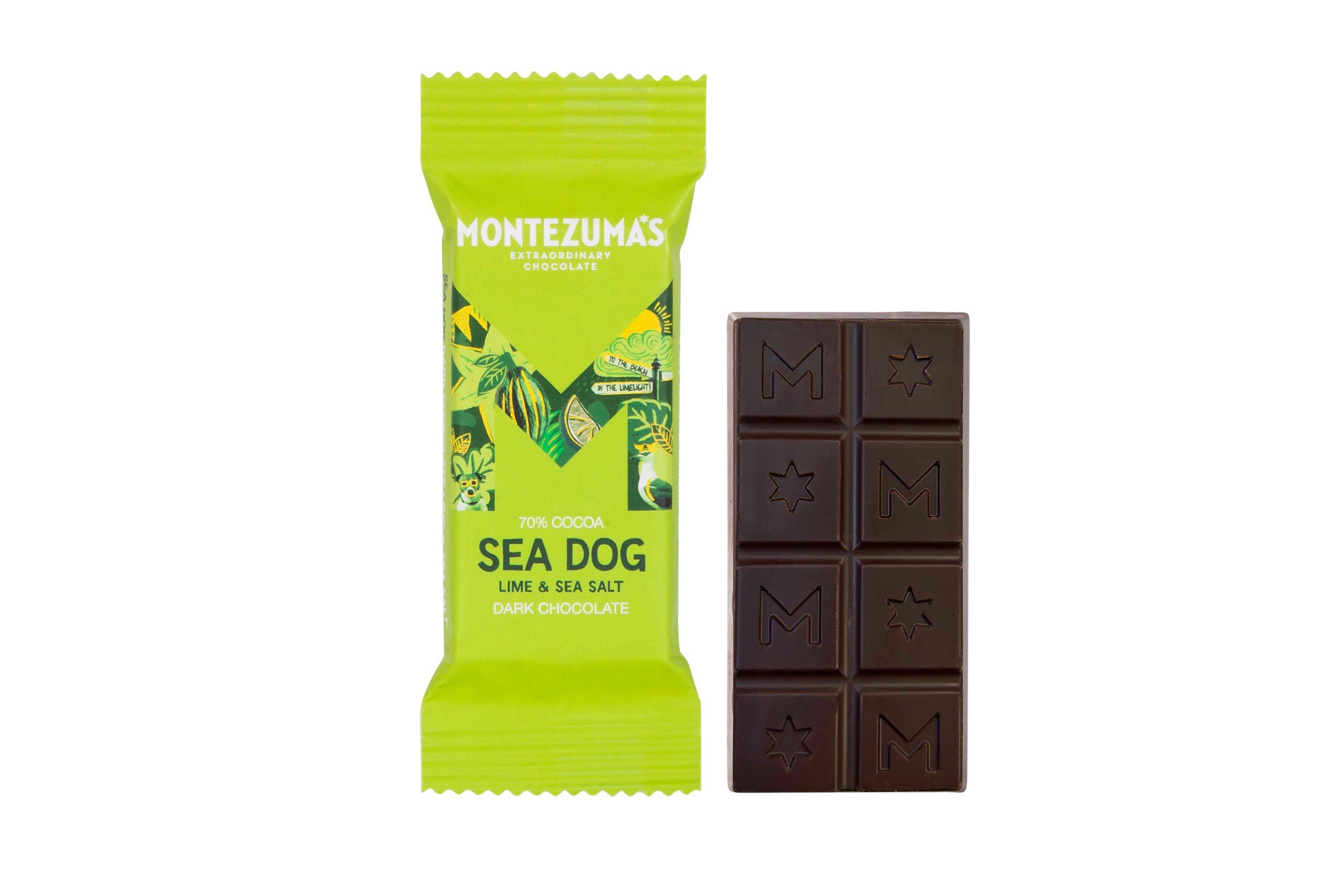 Montezuma's Dark Chocolate Sea Salt & Lime Bar 25g