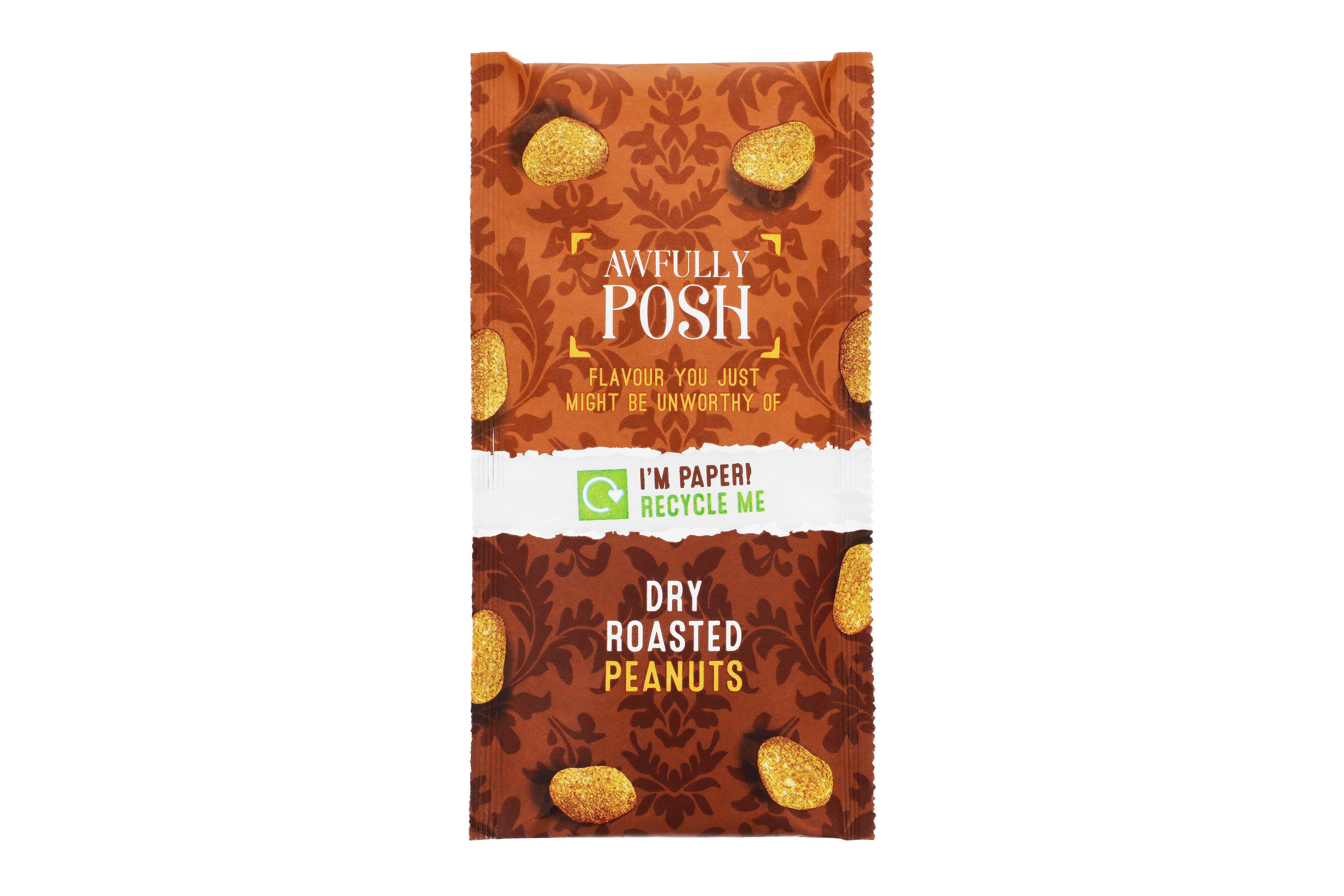 Awfully Posh Fully Recyclable Paper Bag Dry Roasted Peanuts 50g