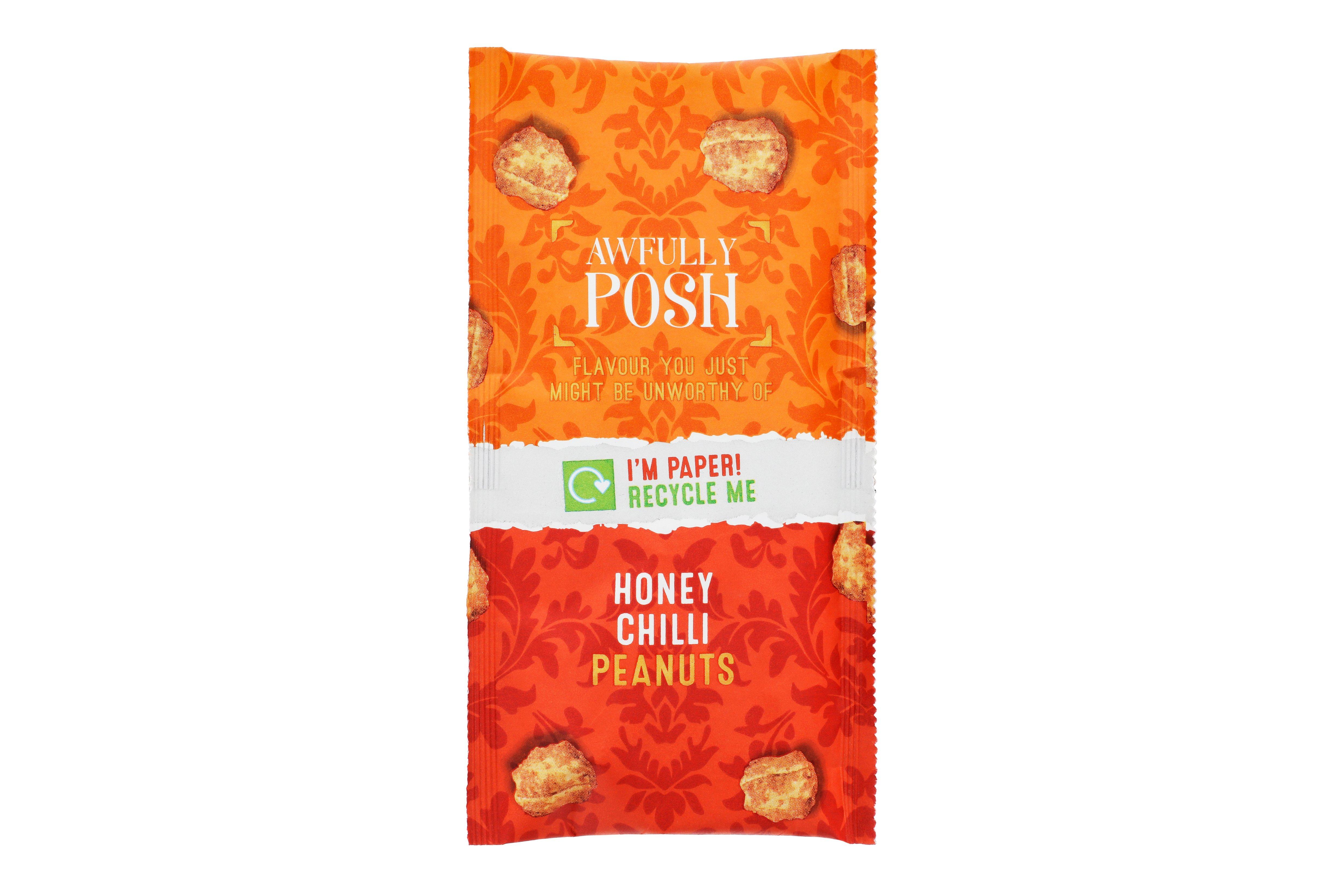 Awfully Posh Fully Recyclable Paper Bag Honey Chilli Peanuts 50g