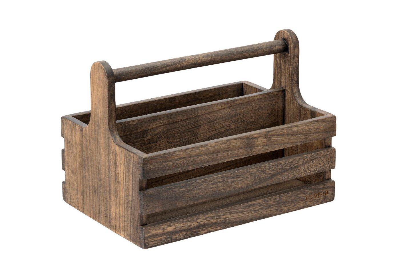 Steelite Large Rustic Wooden Table Caddy
