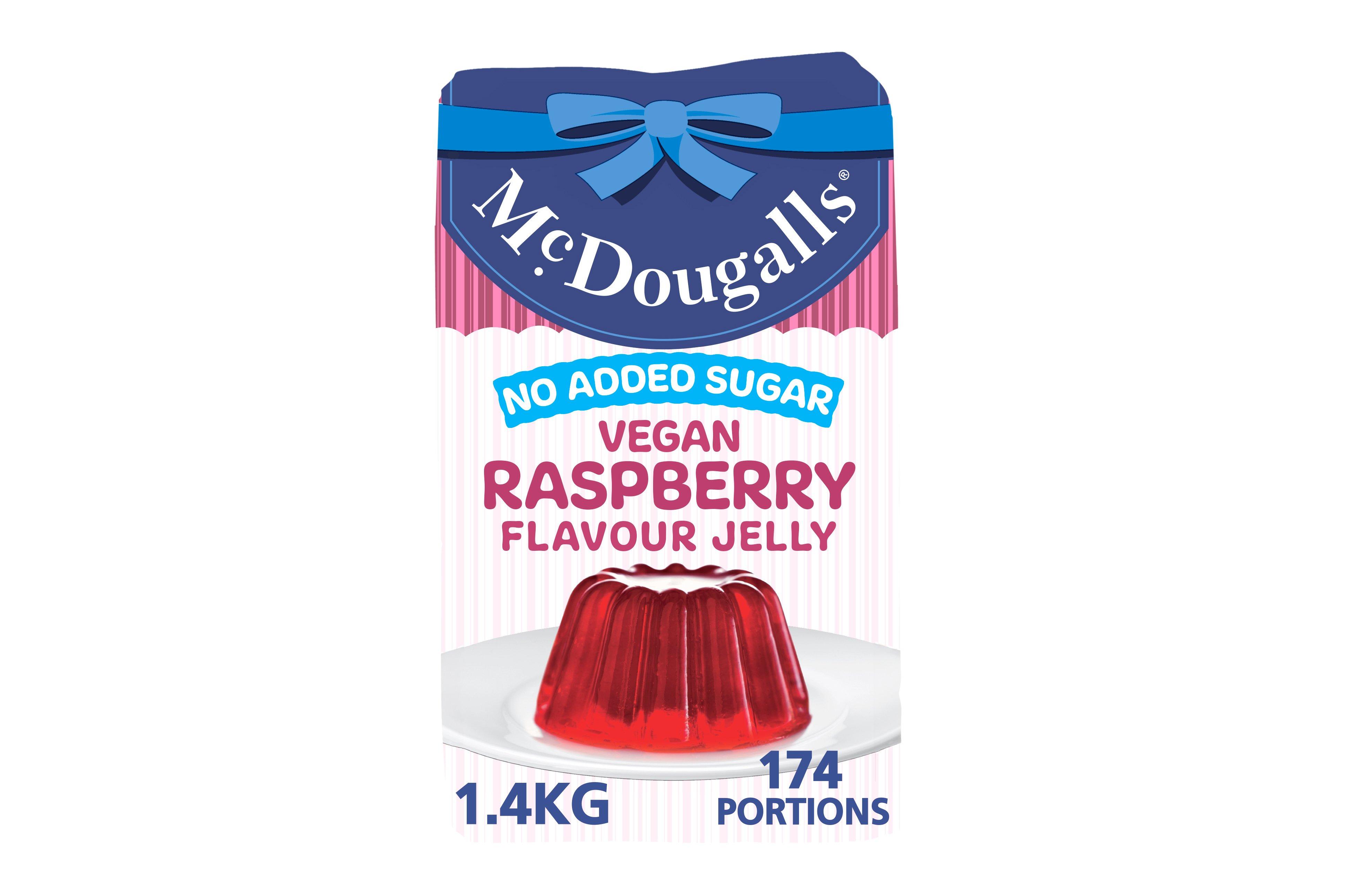 McDougalls No Added Sugar Vegan Raspberry Flavour Jelly