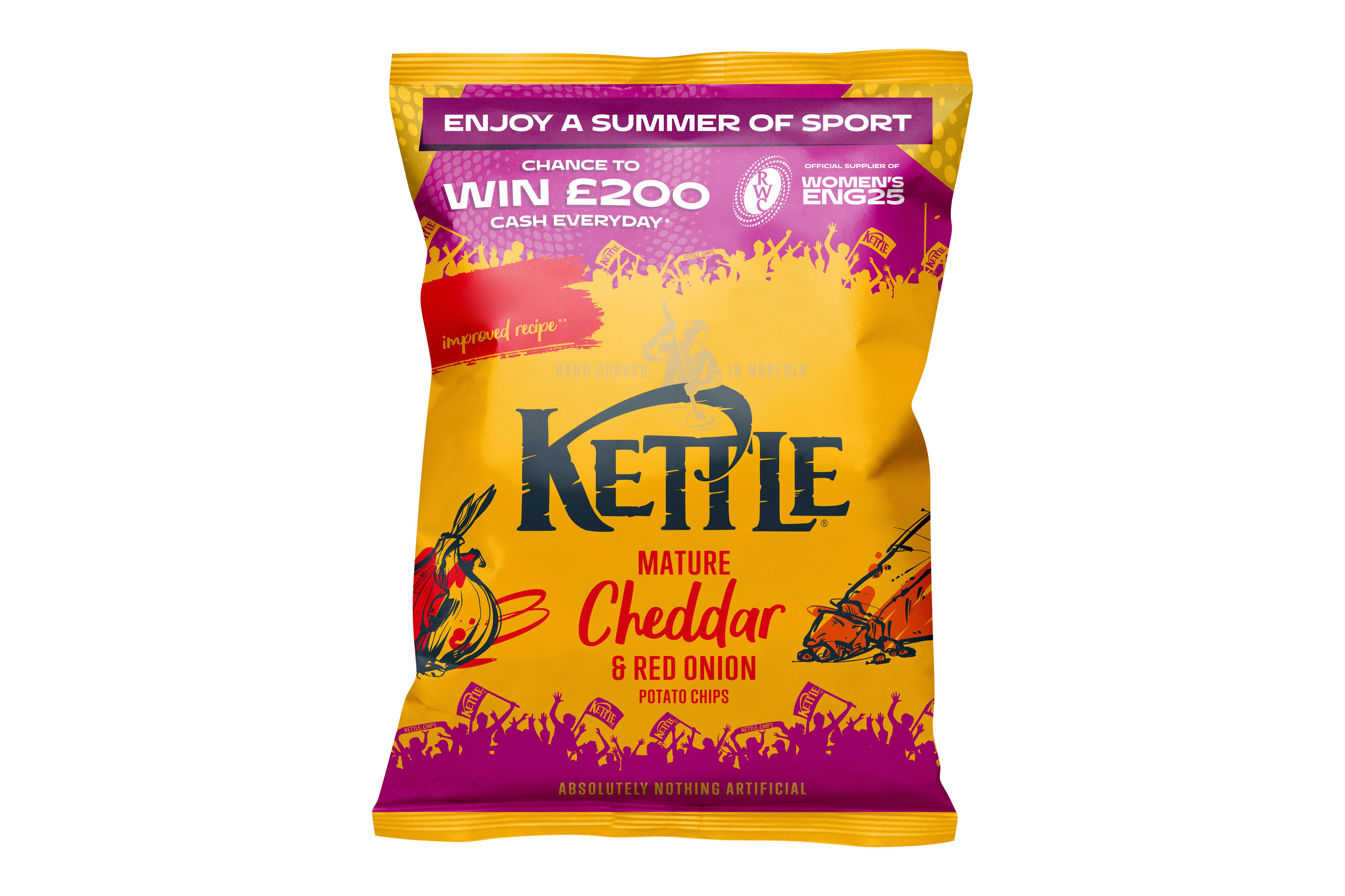 Kettle Mature Cheddar & Red Onion Crisps 40g