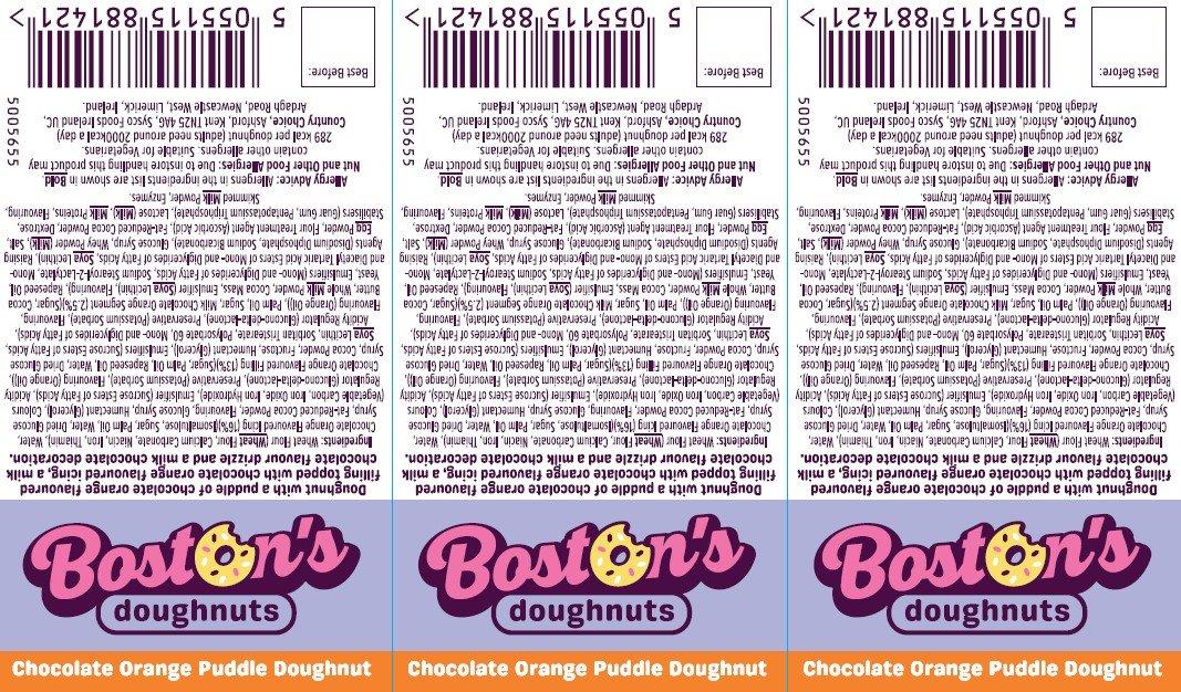Boston's Chocolate Orange Puddle Doughnut Label