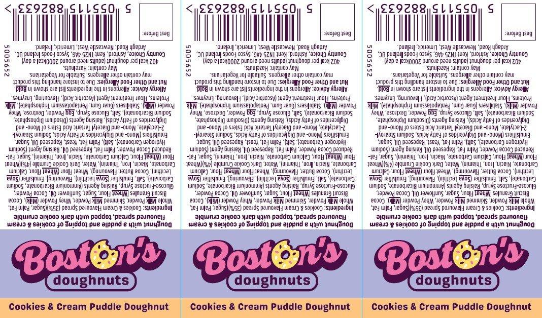 Boston's Cookies & Cream Puddle Doughnut Label