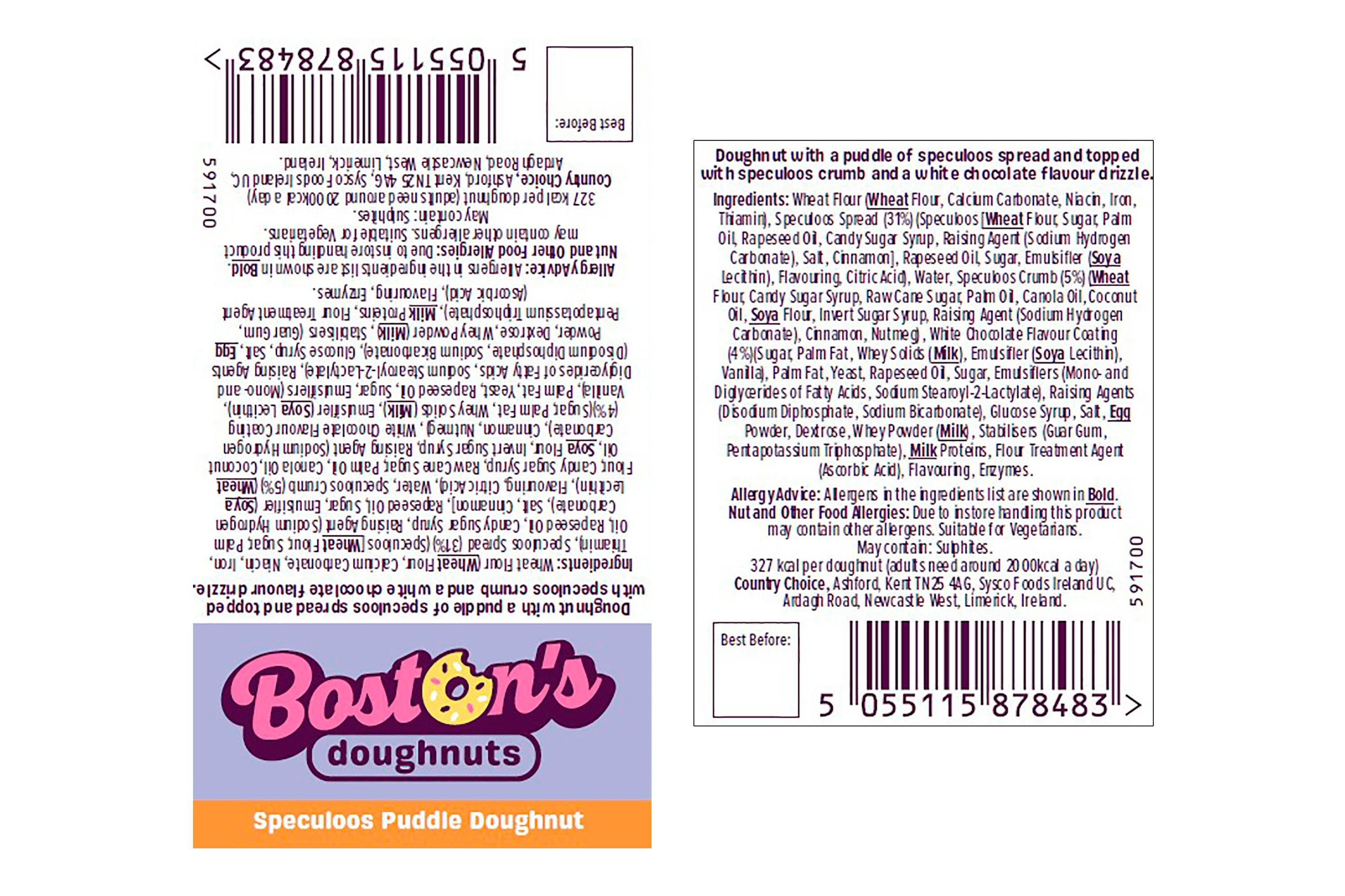 Boston's Speculoos Puddle Doughnut Label
