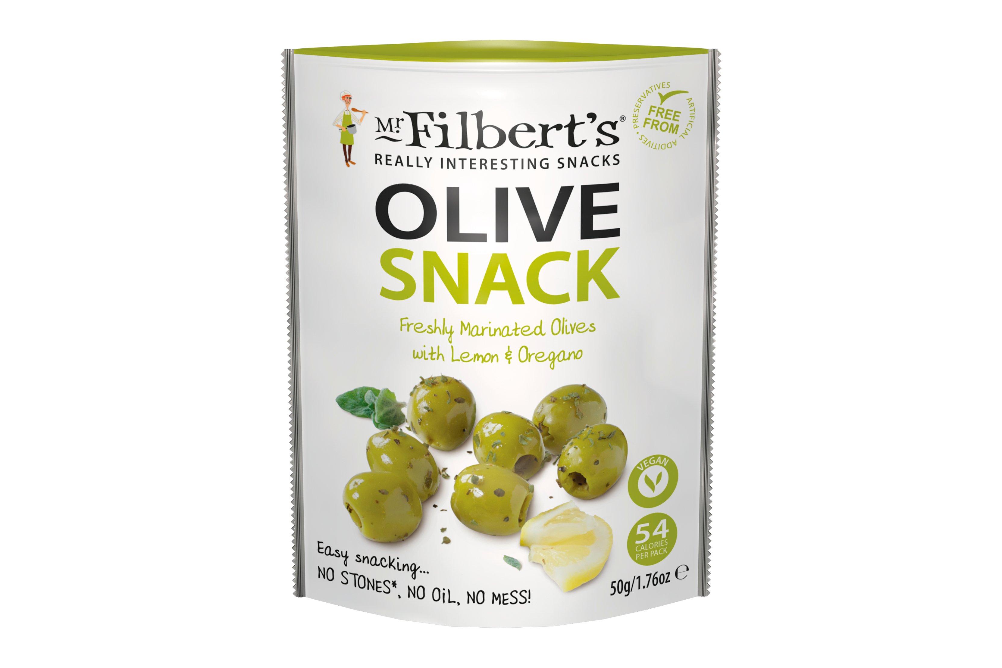 Mr Filberts Lemon & Oregano Green Olives 50g