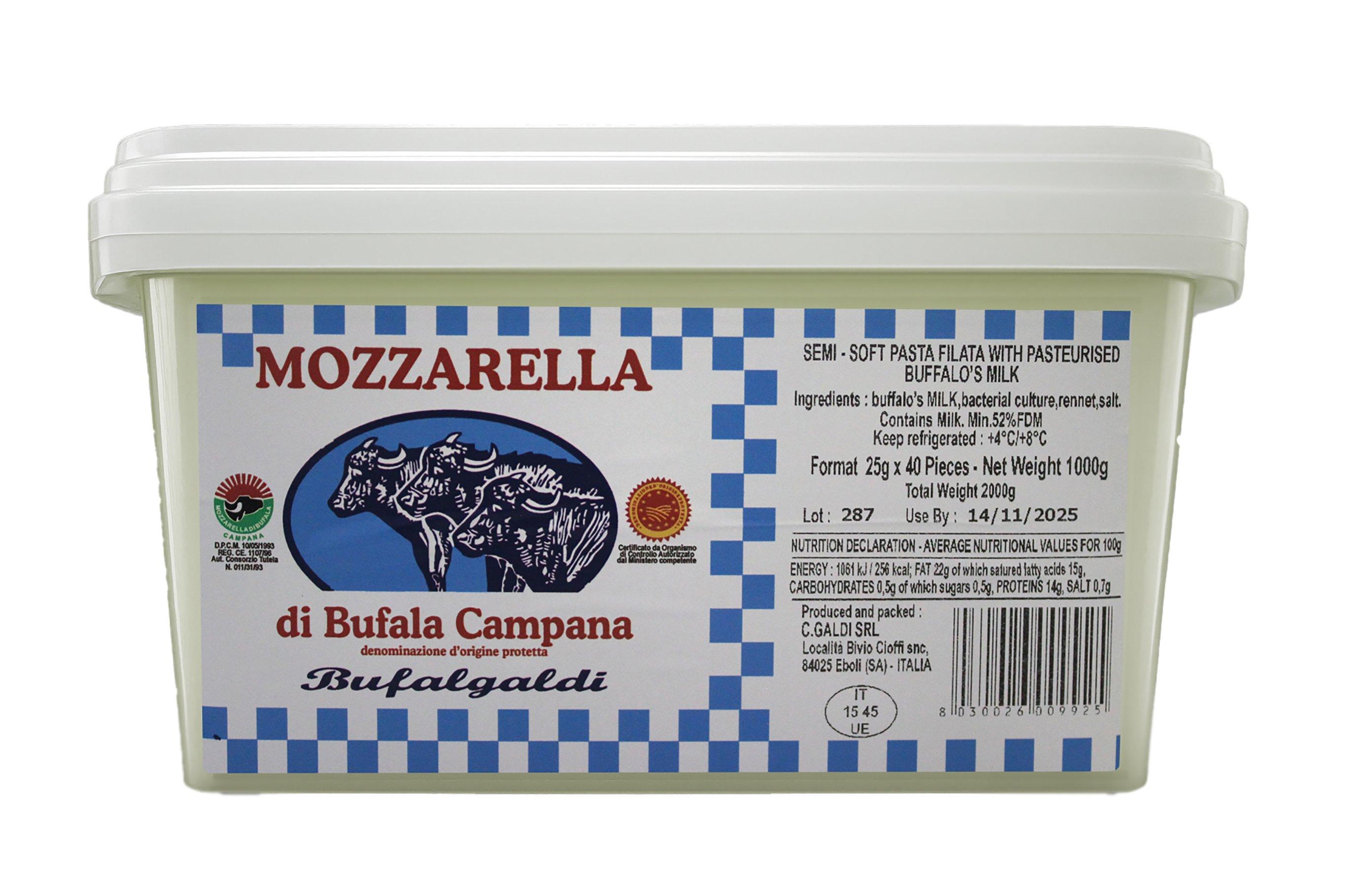 Bufalgaldi Buffalo Mozzarella PDO Cherry 1kg Bucket