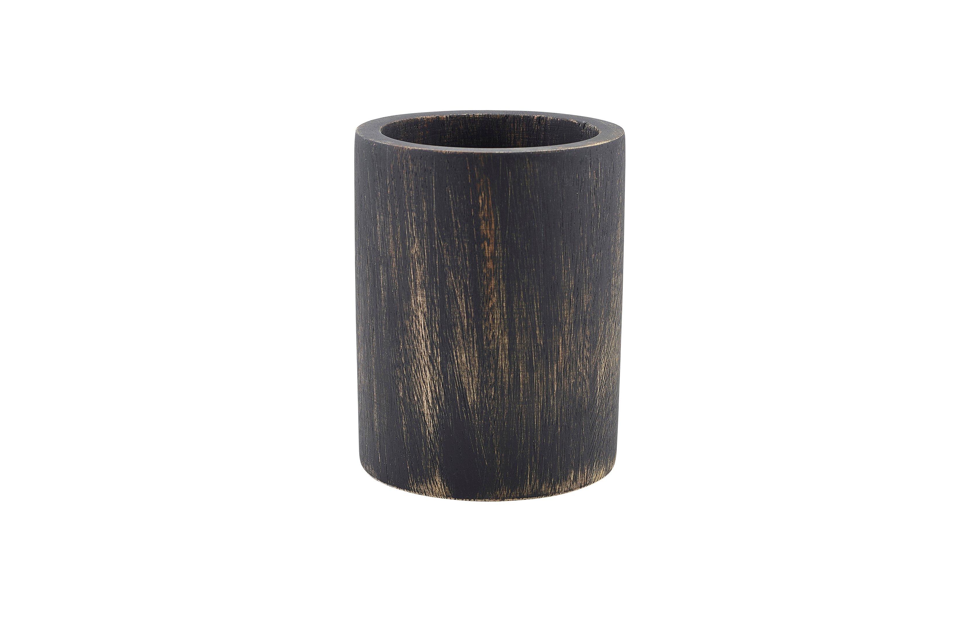 GenWare Black Wash Acacia Wood Cutlery Cylinder 10cm