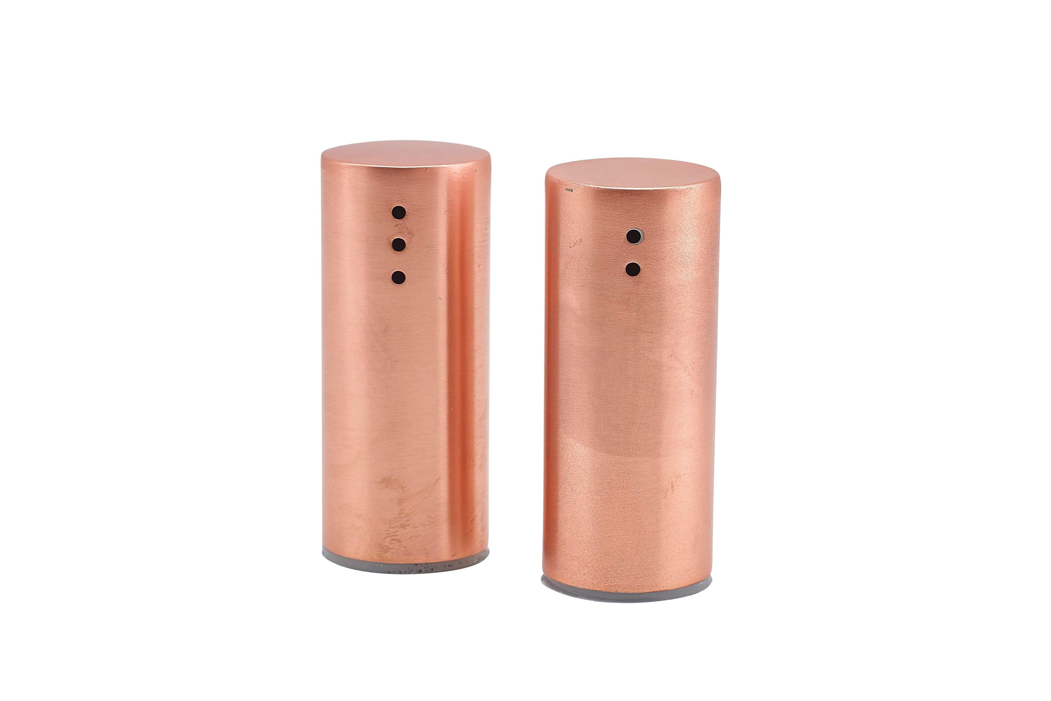 Copper Plated Straight Sided Salt & Pepper Set 7.5cm