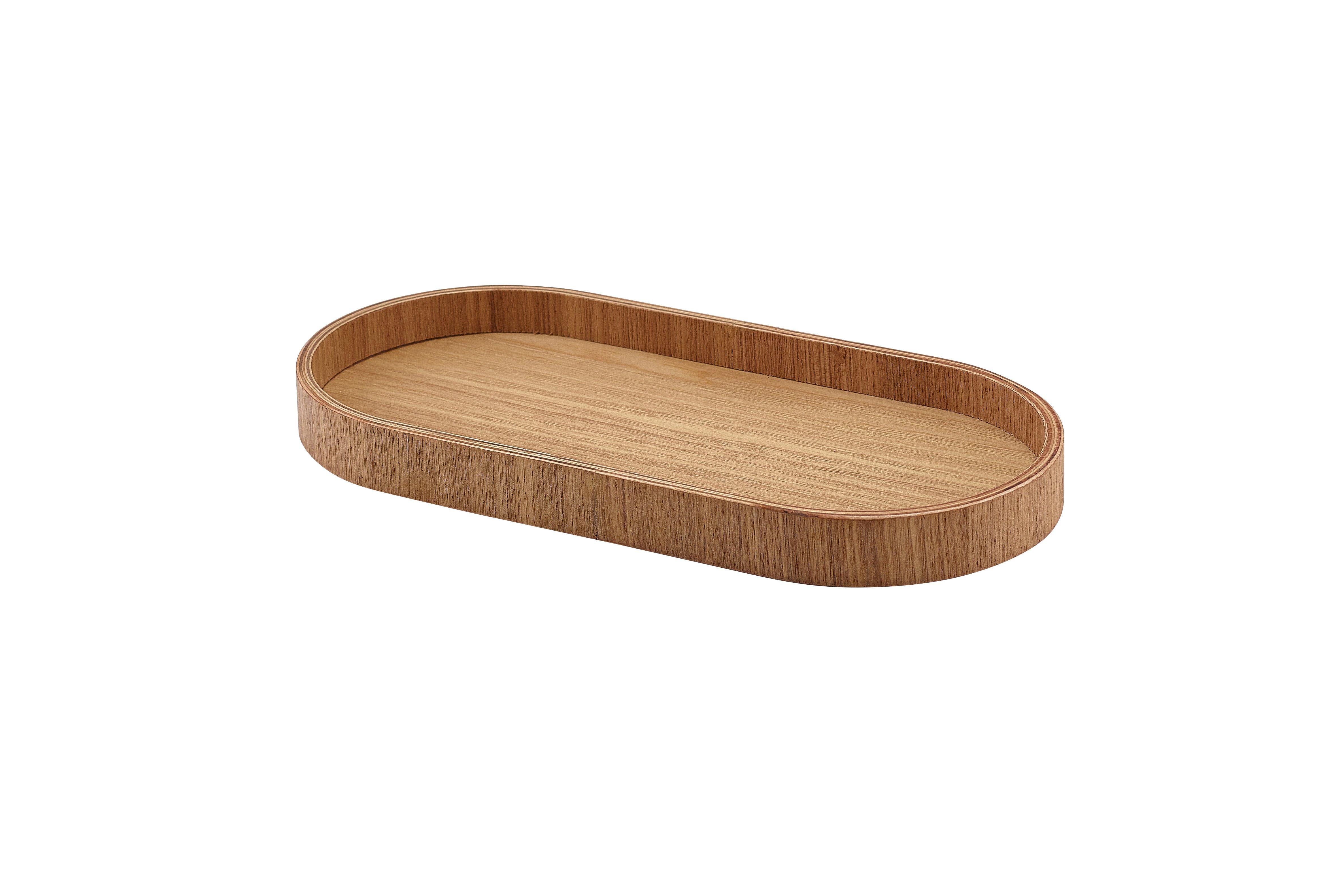 GenWare Oval Light Wood Veneer Tray 23cm