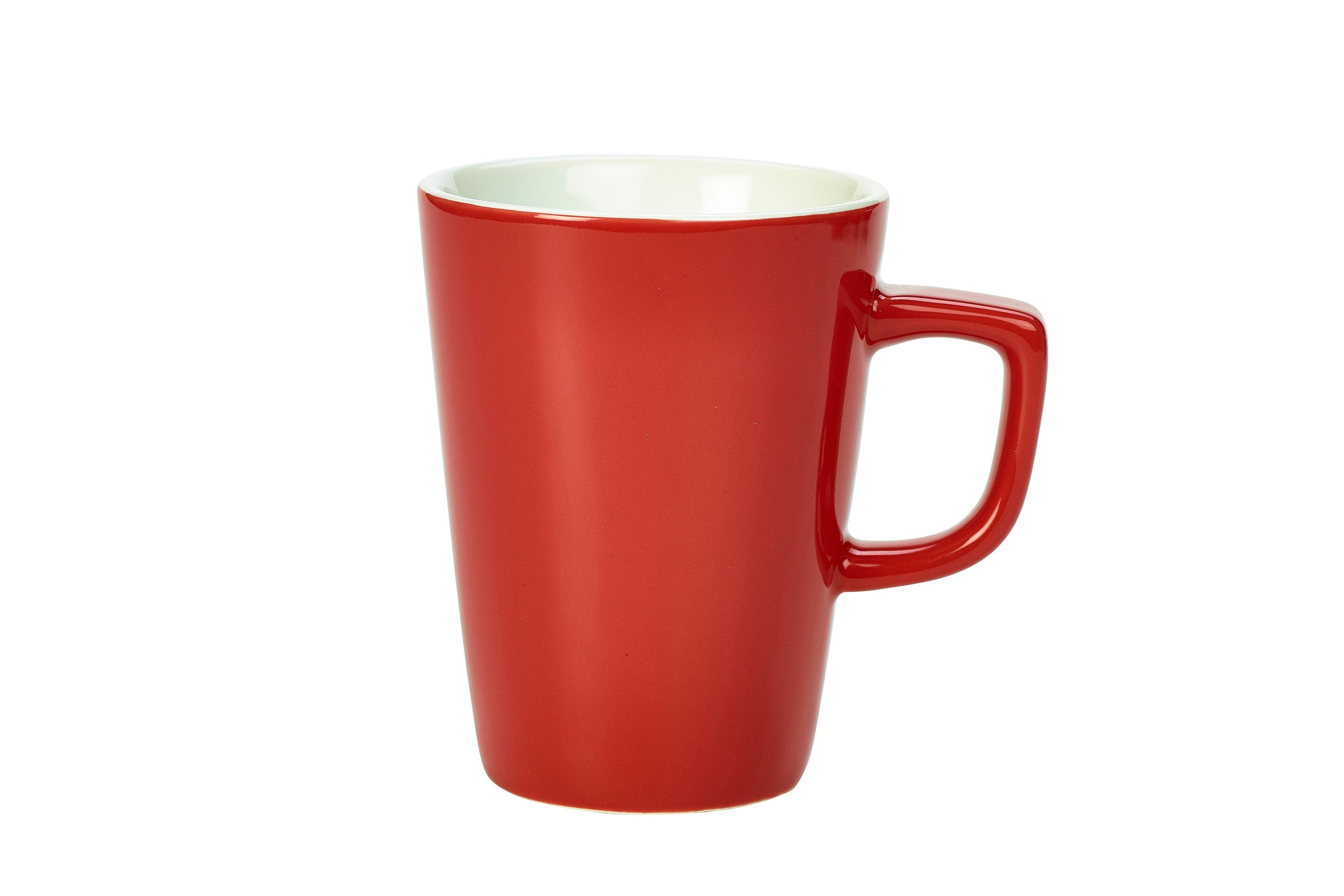 Genware Porcelain Red Latte Mug 34cl
