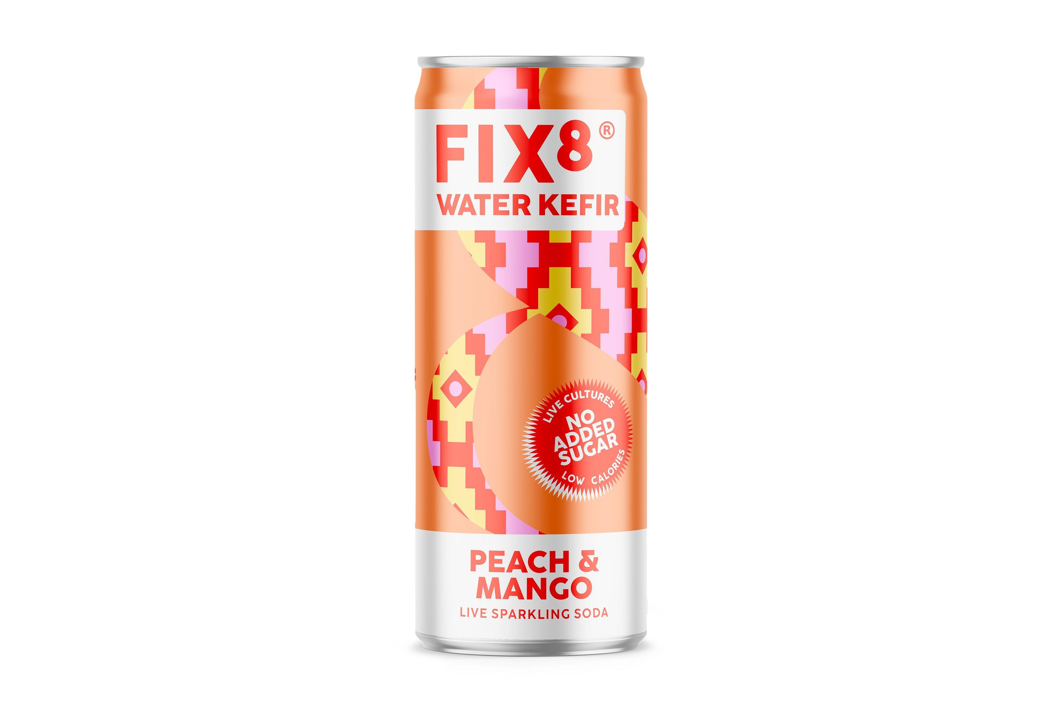 Fix8 Peach & Mango Water Kefir 12 x 250ml