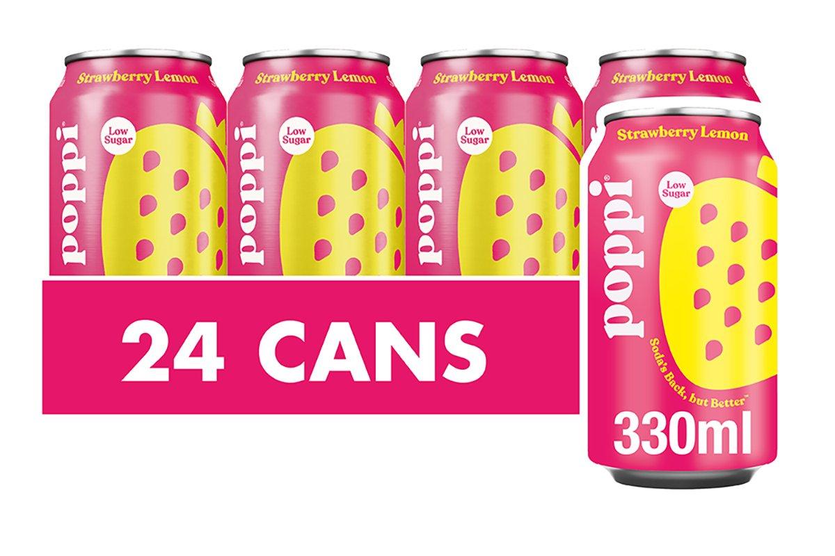 poppi Strawberry And Lemon Soda 330ml Can