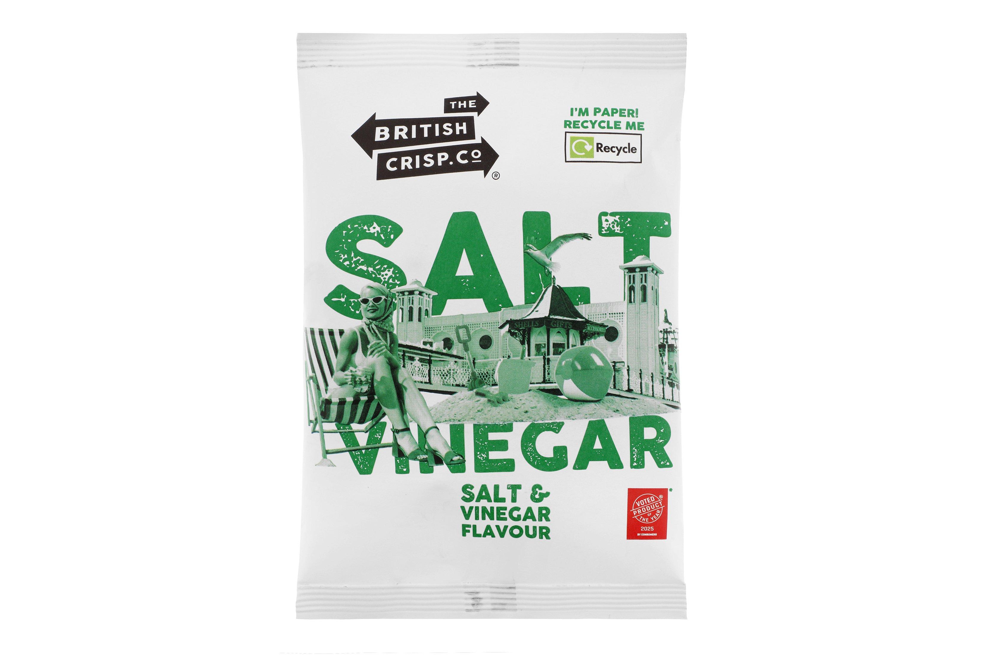 British Crisp Company Fully Recyclable Paper Crisp Bag - Salt & Vinegar 40g