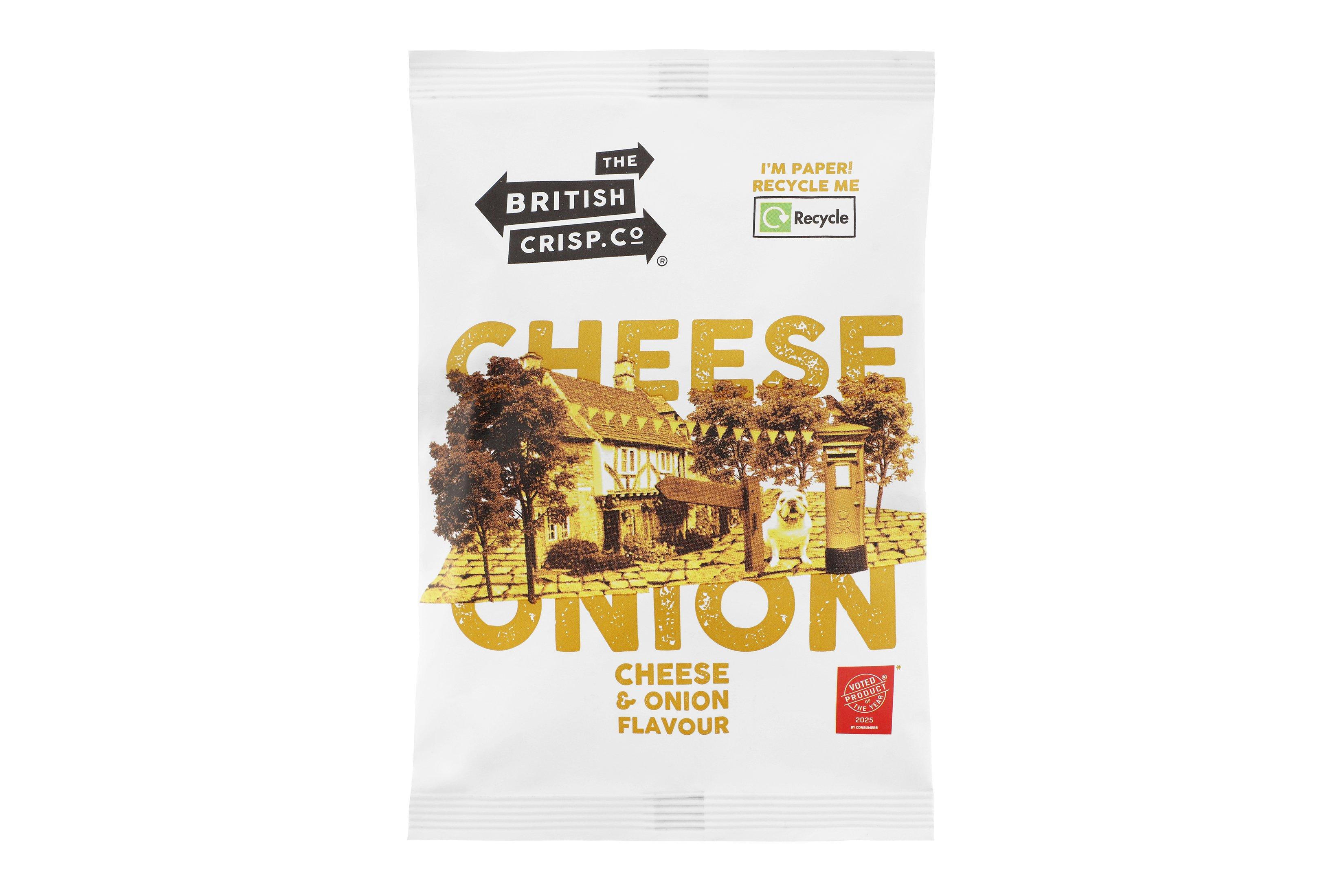 British Crisp Company Fully Recyclable Paper Crisp Bag - Cheese & Onion 40g