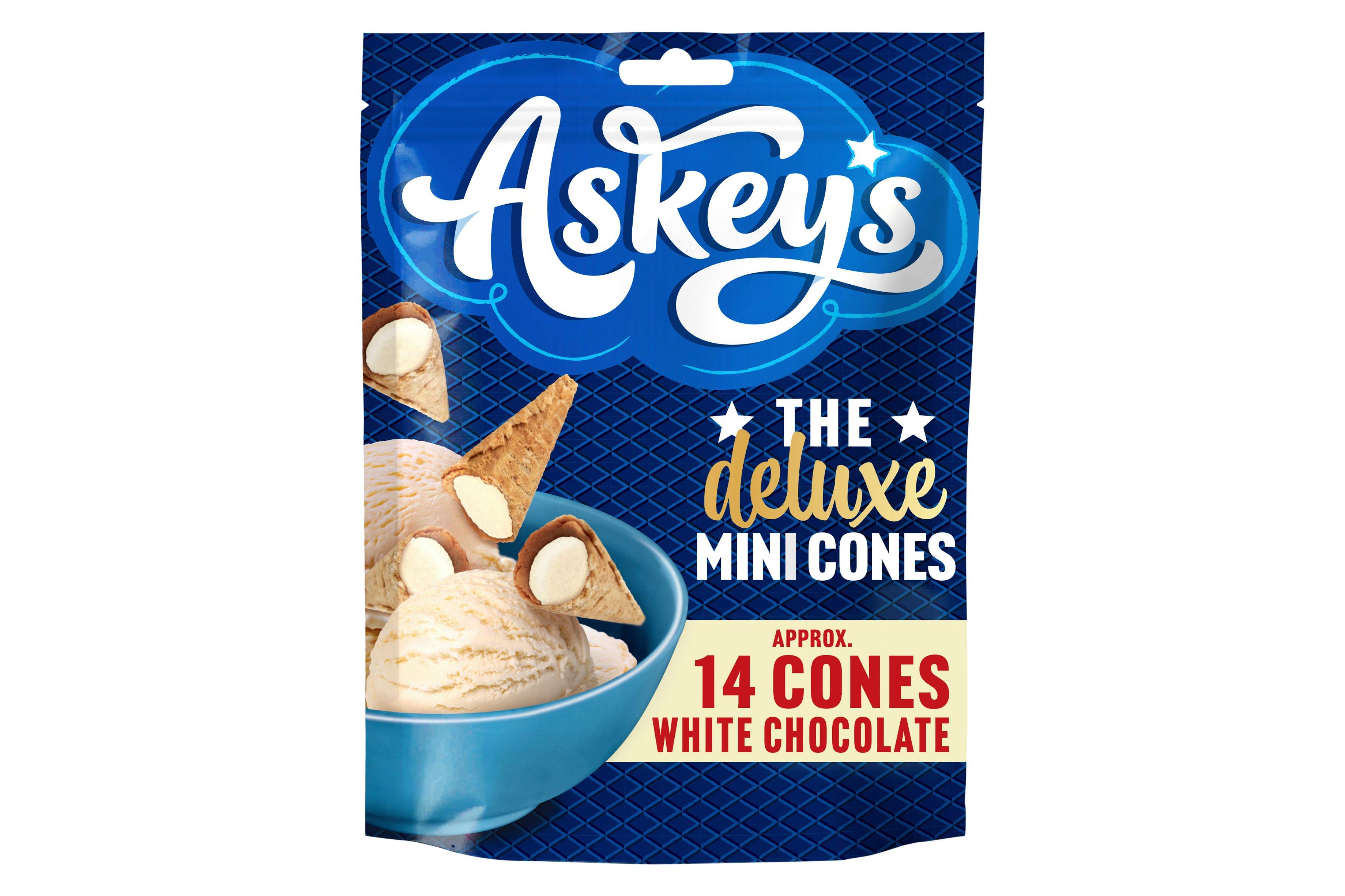 Askeys Deluxe Mini Cones White Chocolate