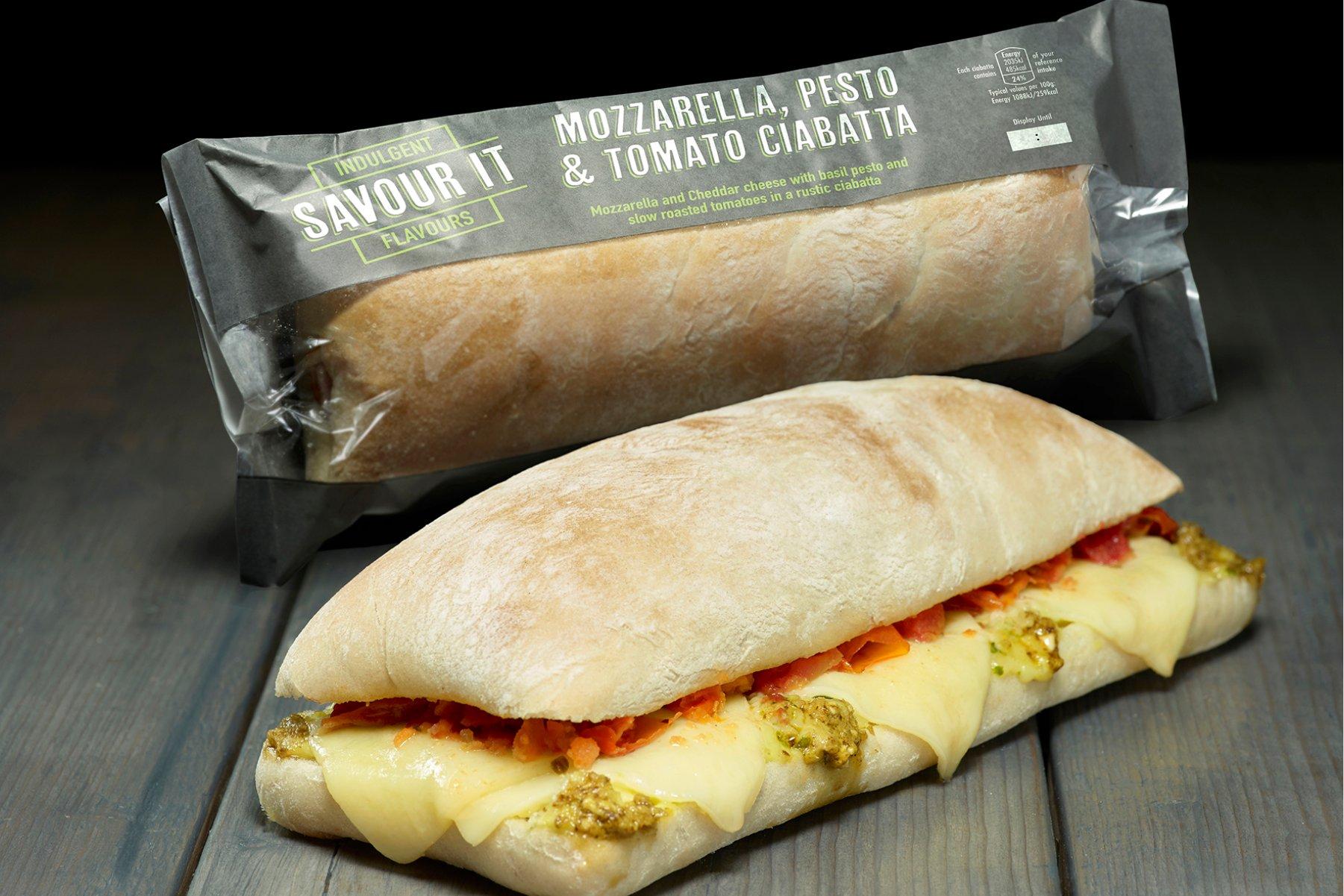 Country Choice Mozzarella, Pesto and Tomato Ciabatta
