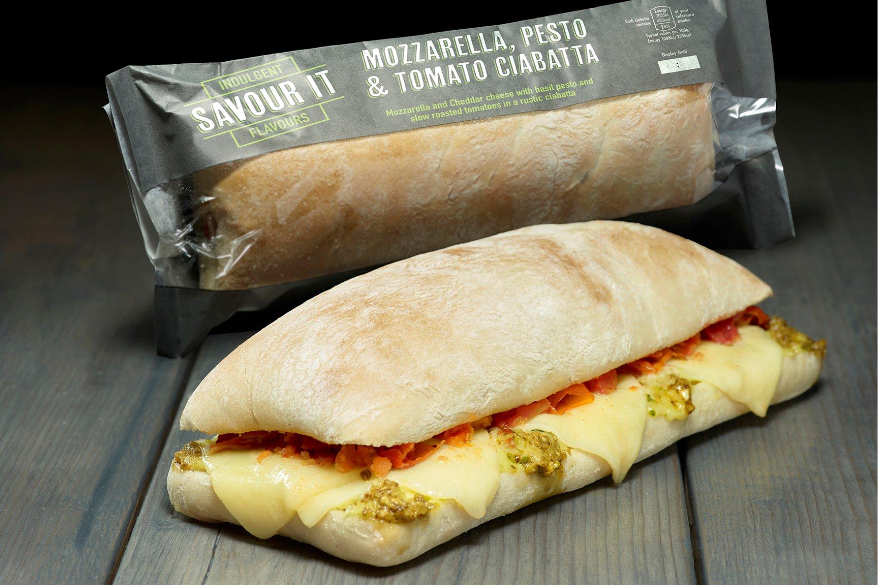 Country Choice Mozzarella, Pesto and Tomato Ciabatta