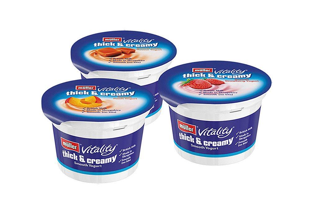 Müller Thick & Creamy mixed Strawberry and Toffee Yogurts