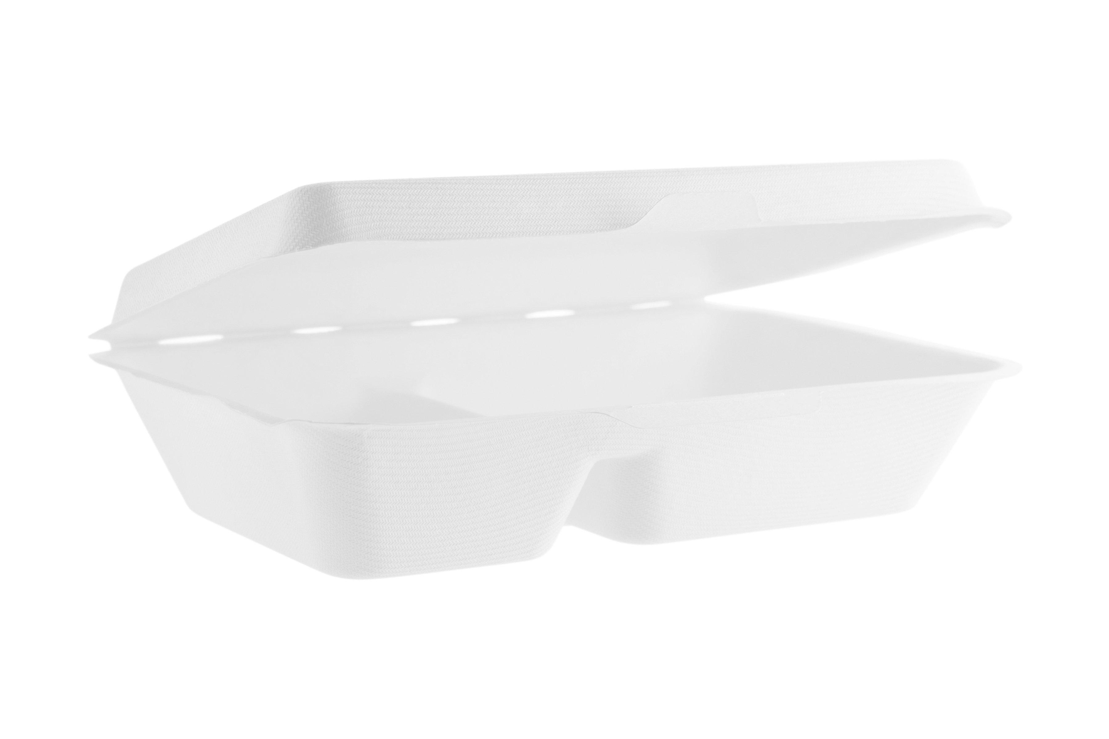 Vegware 2-Compartment Bagasse Clamshell 9x6" /23.5x15.5x7cm