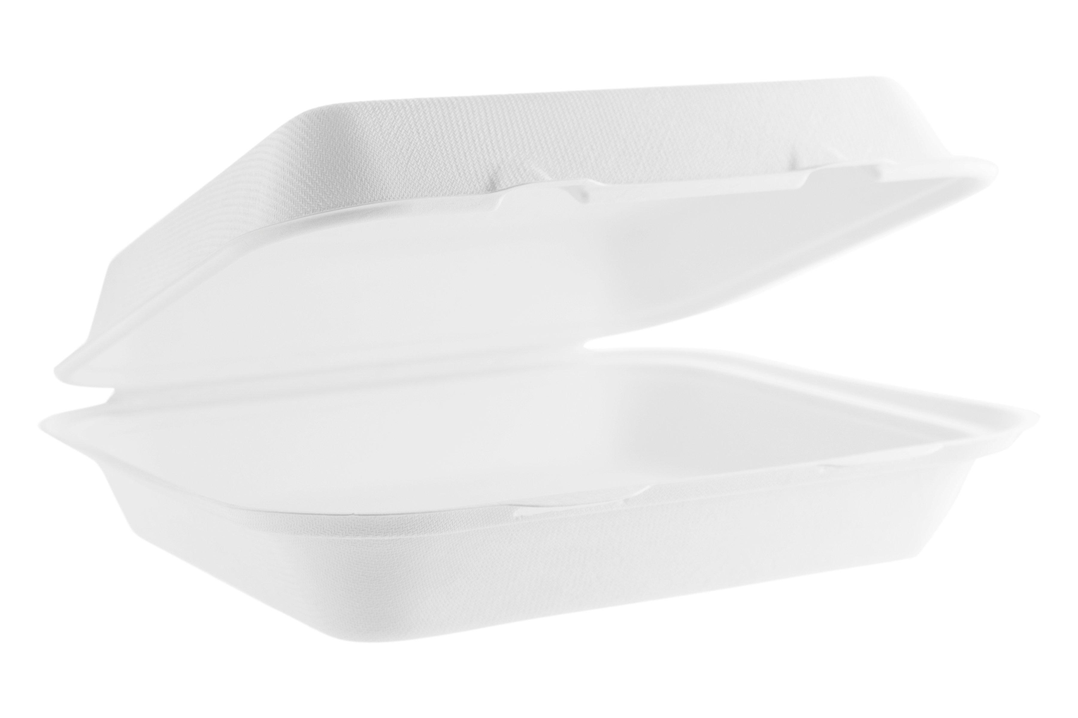 Vegware White Bagasse Lunch Box  9x8"/21x23.5x8cm