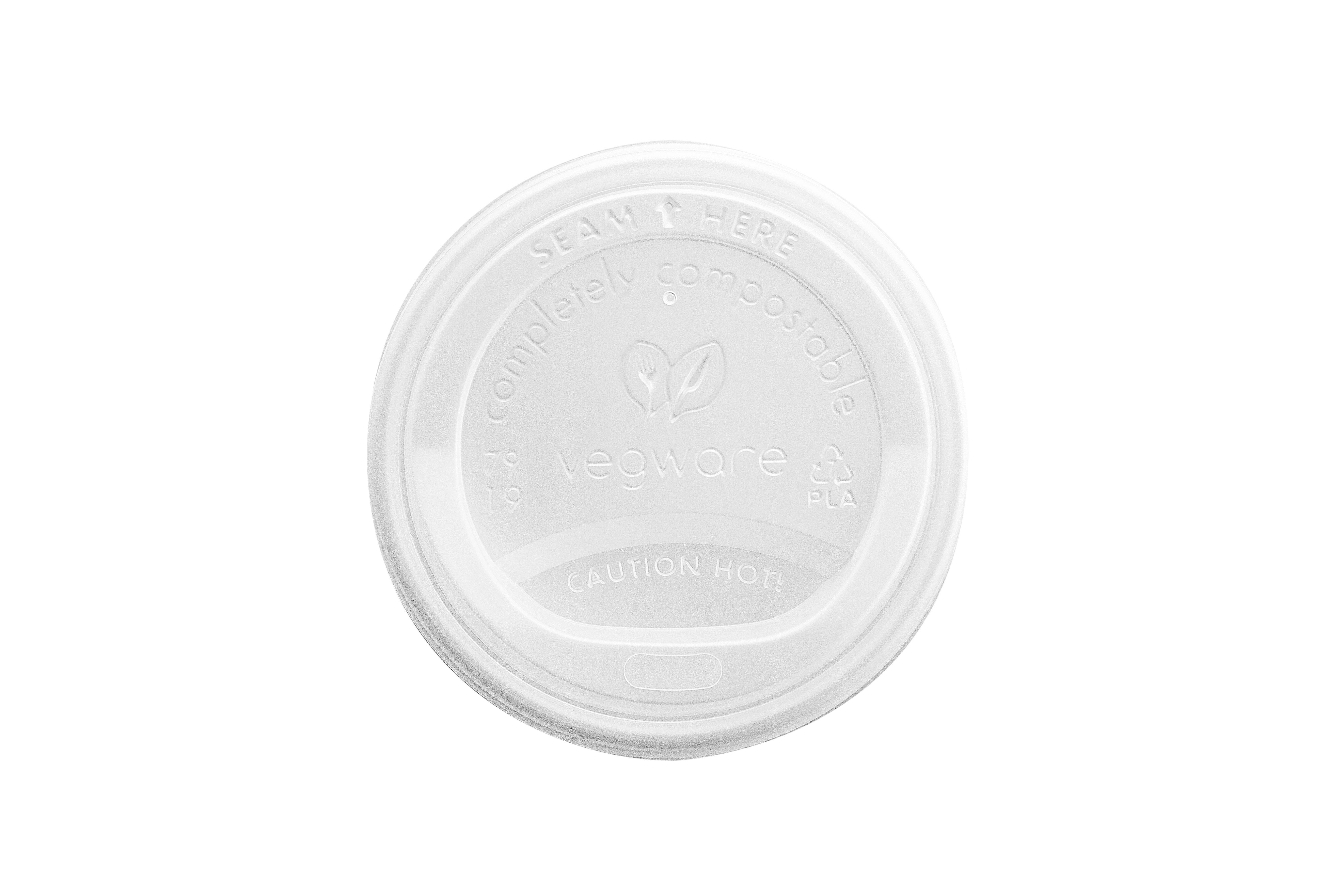 Vegware CPLA Domed Sip-through Hot Cup Lids - 8oz