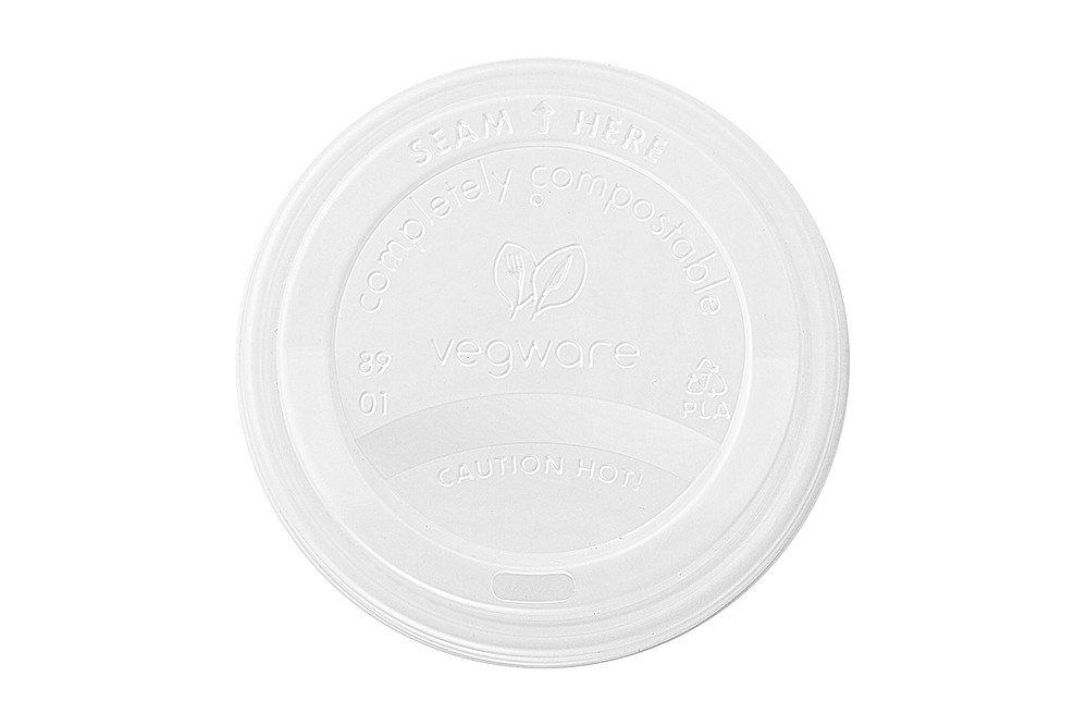 Vegware CPLA Domed Sip-through Hot Cup Lids - 12oz-20oz