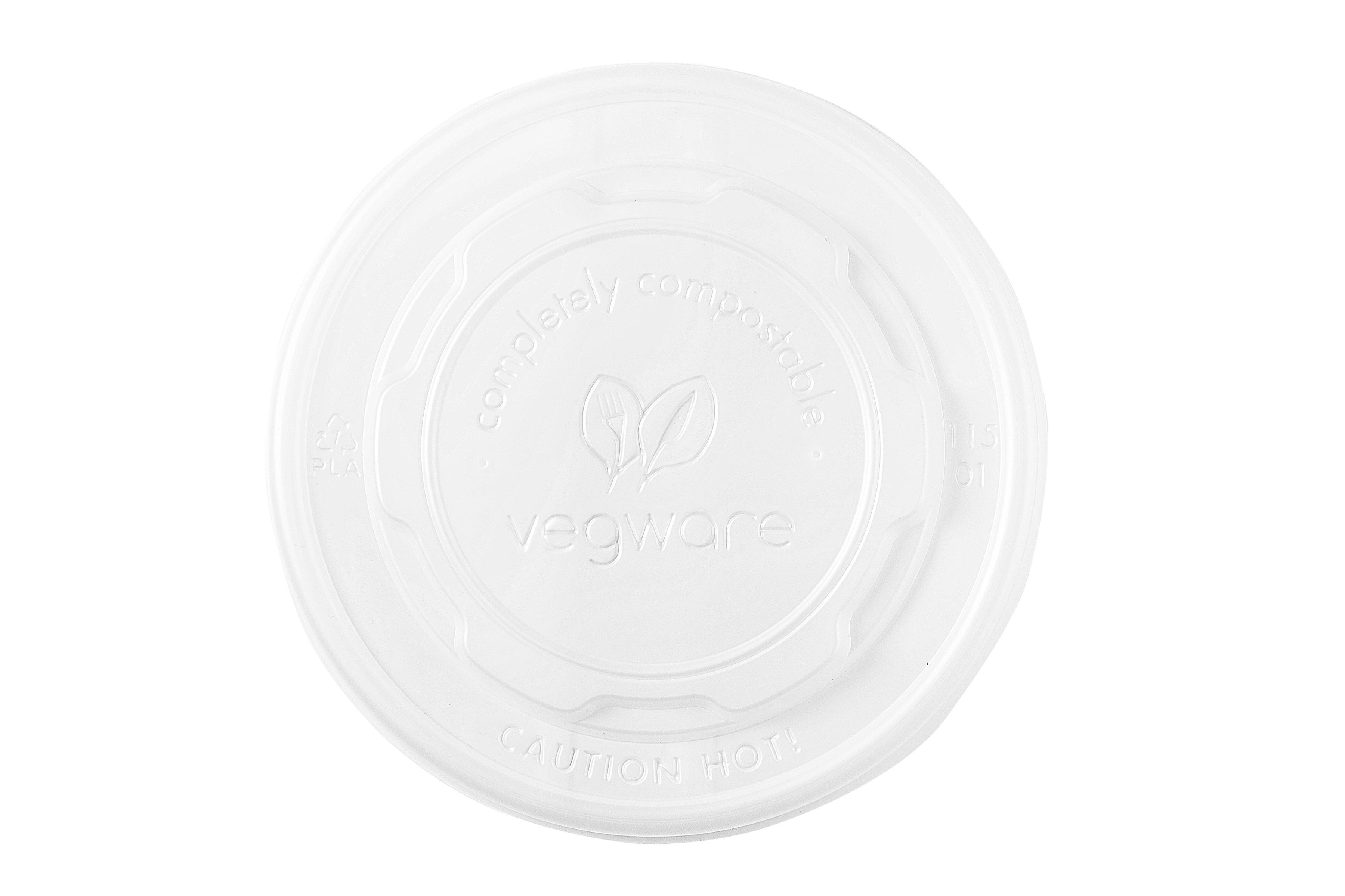 Vegware CPLA Flat Lids for Soup Containers - 12oz-16oz