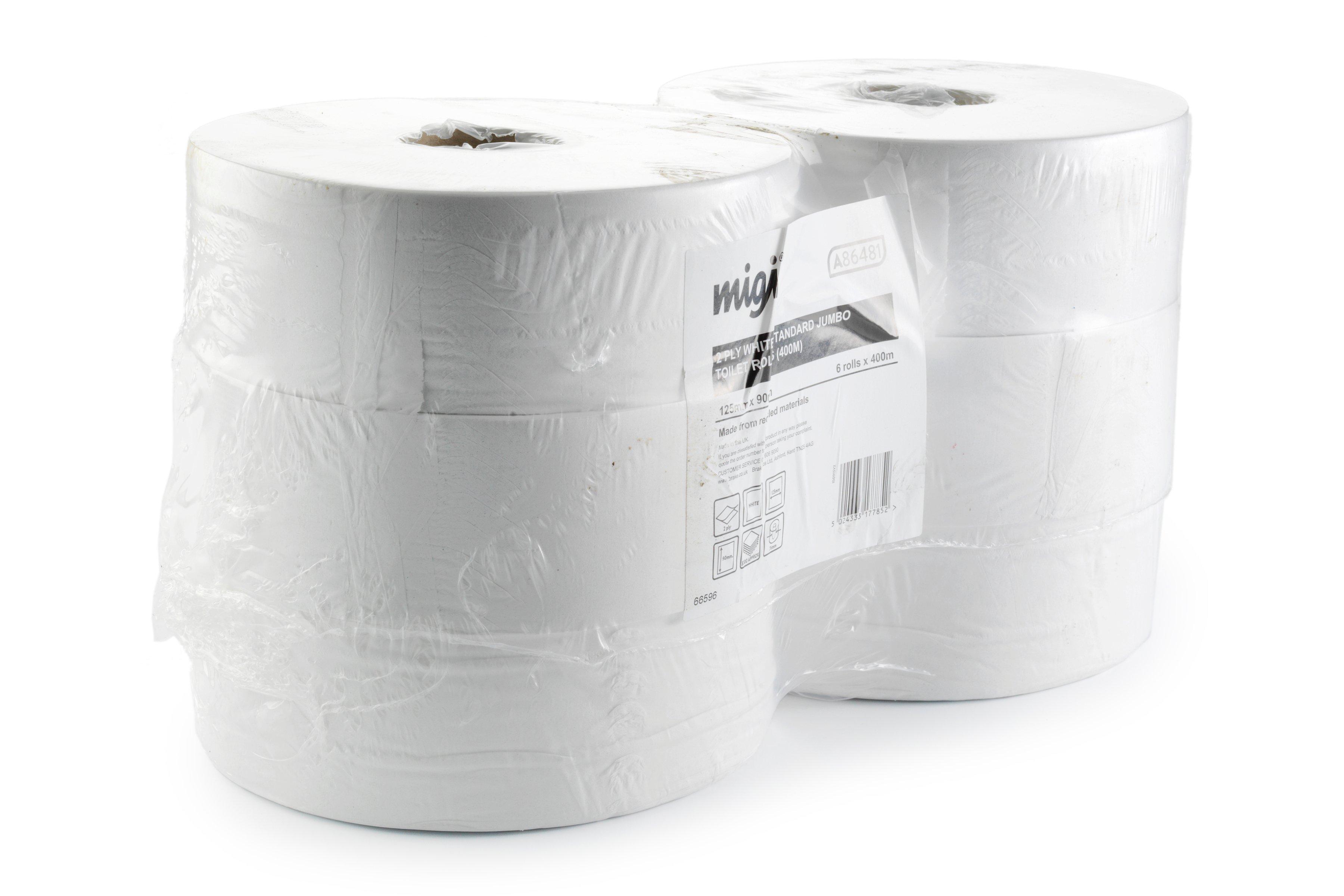 2 Ply White Standard Jumbo Toilet Rolls
