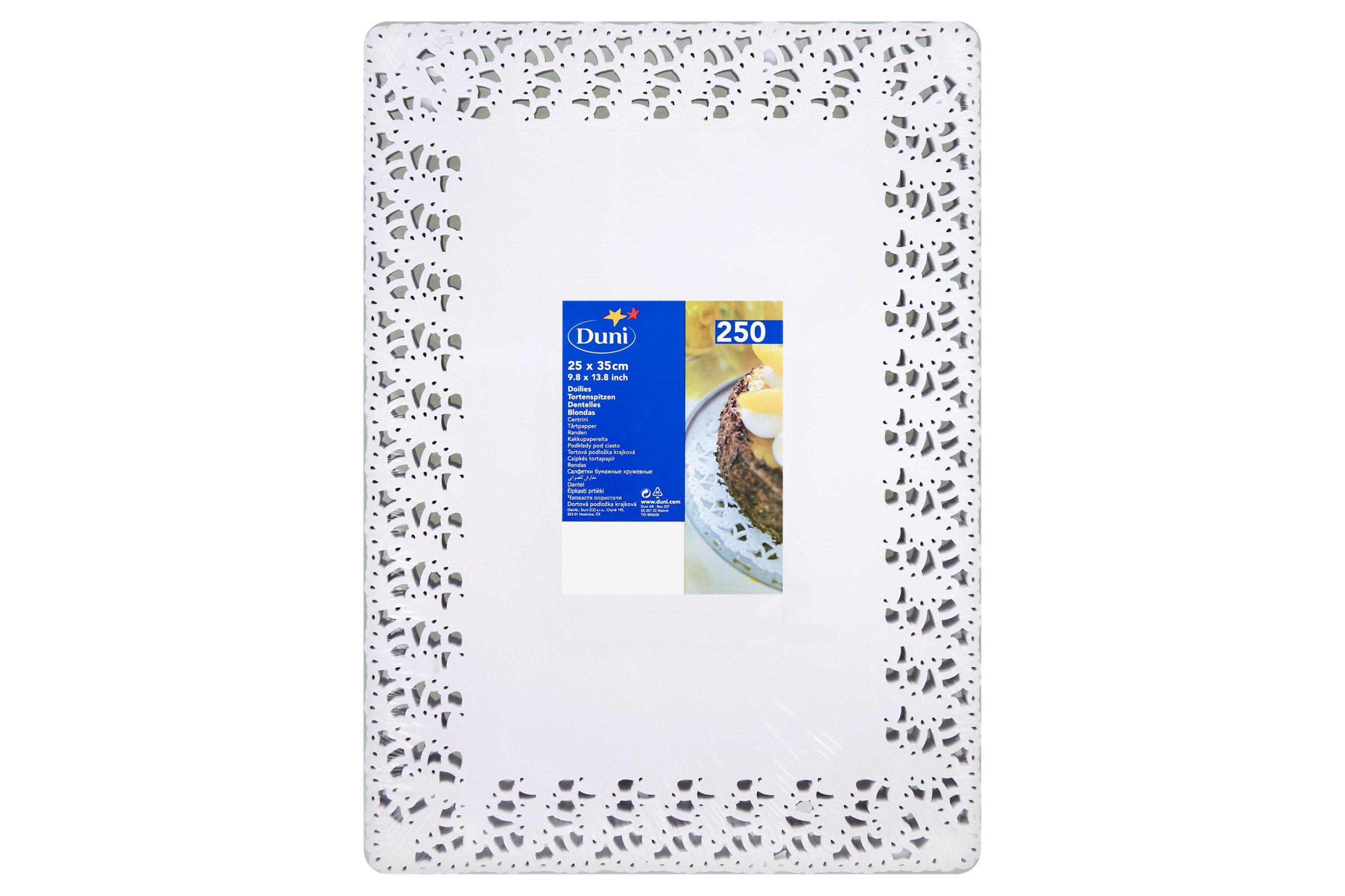 Duni White Square Doilies/Lace Tray Paper - 25cm x 35cm