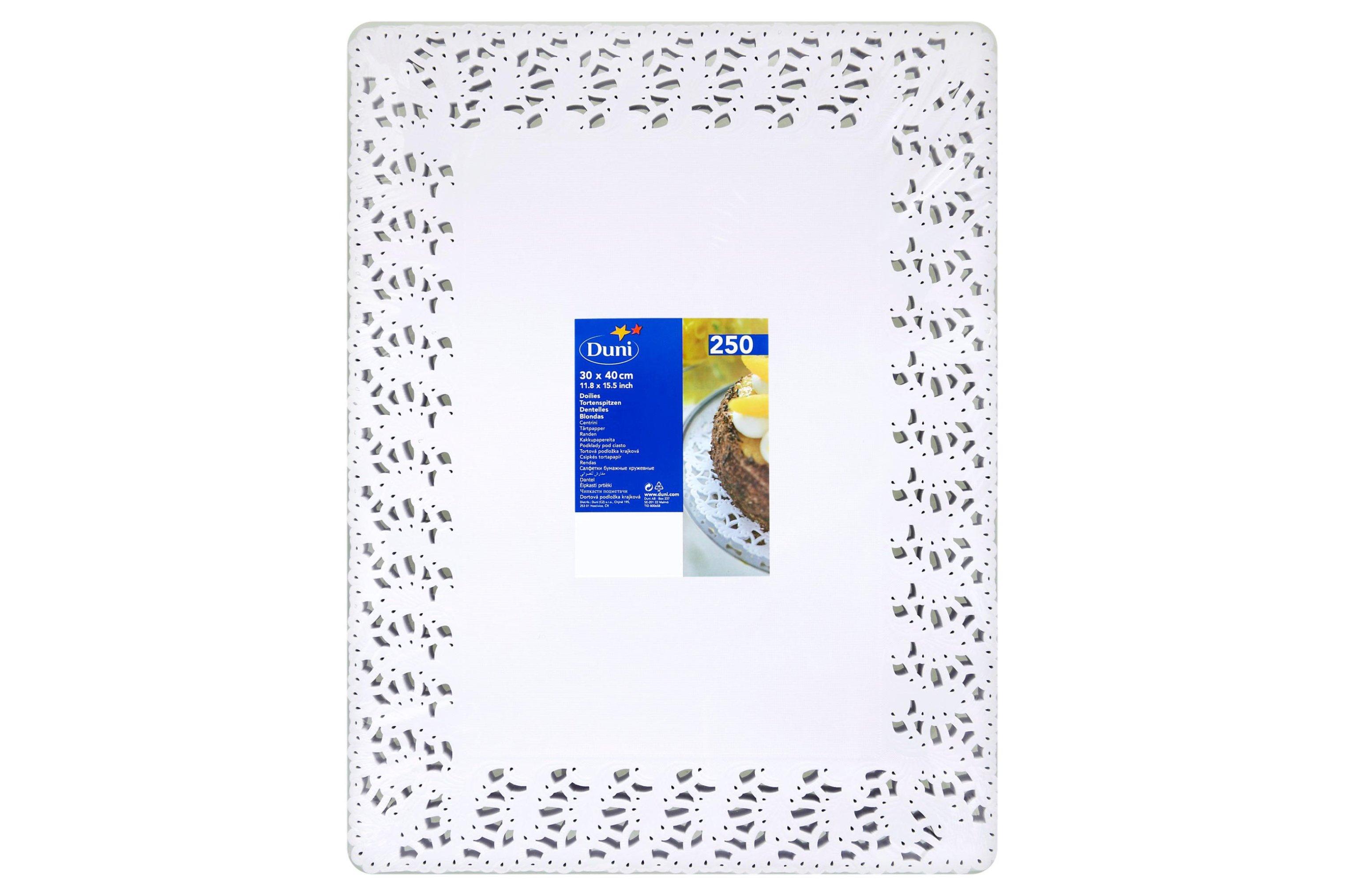 Duni White Square Doilies/Lace Tray Paper - 30cm x 40cm