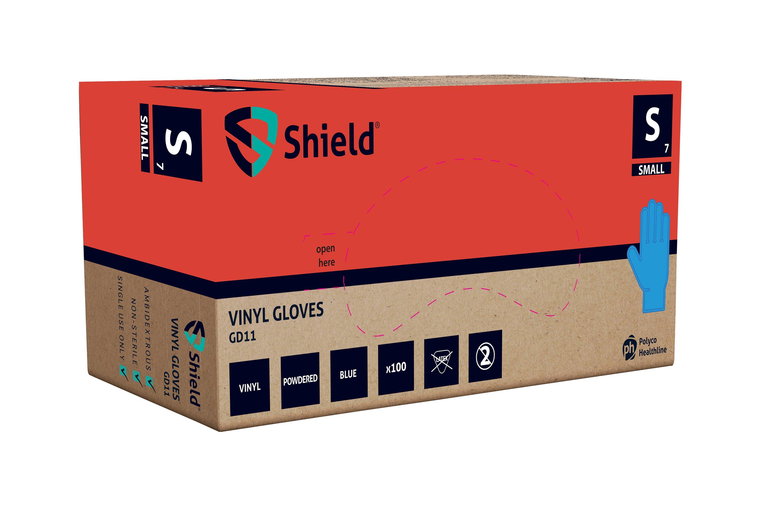 Small Blue Powdered Vinyl Gloves