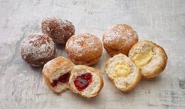 Jam Custard and Chocolate Doughnuts