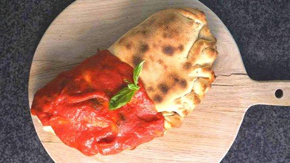 Traditional Calzone with ricotta and pepperoni.
