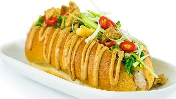 Tuna Dog with Wakame Seaweed Slaw.