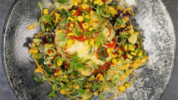 Warmed Topped Bean Burger Salad