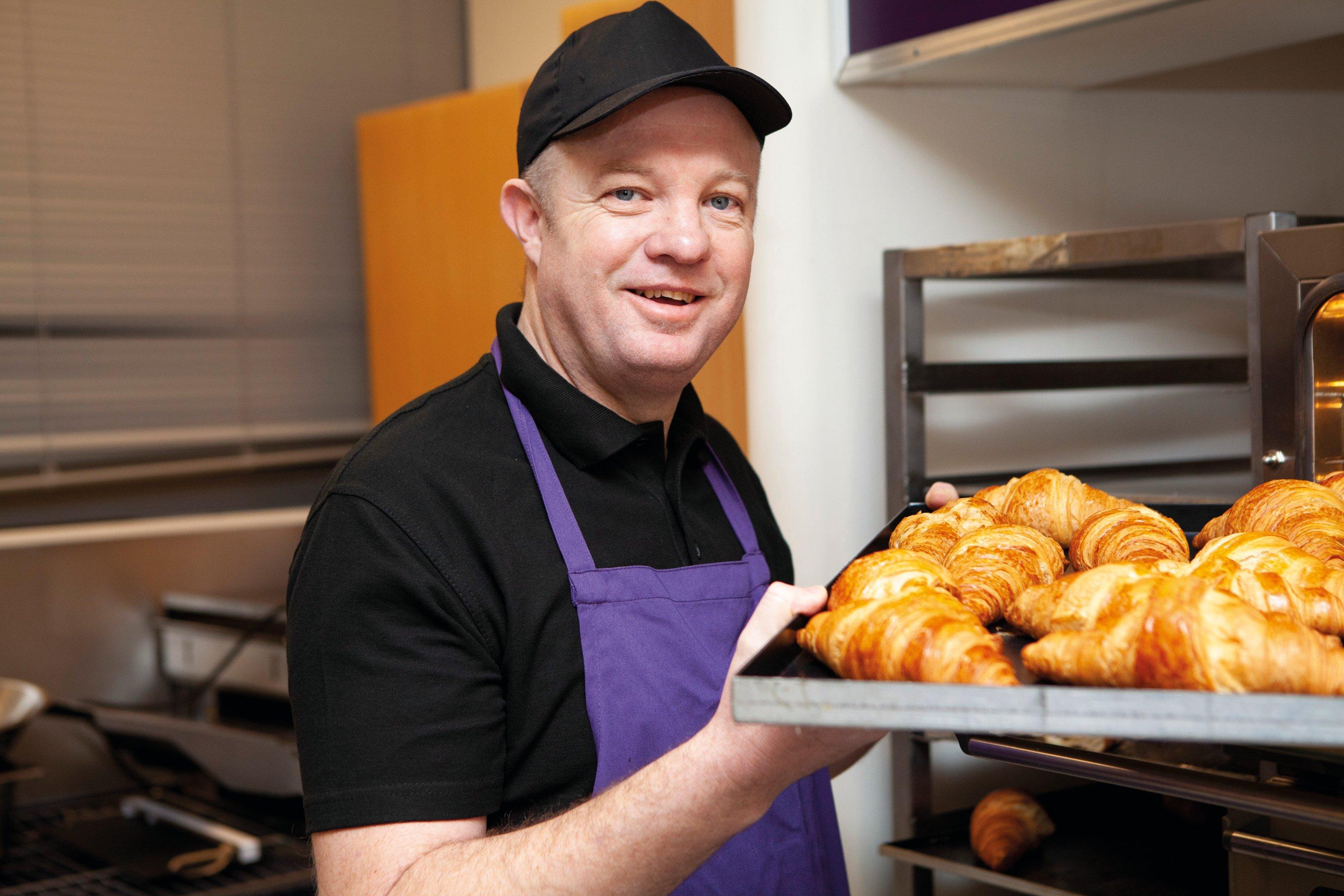 Colleague baking pastries