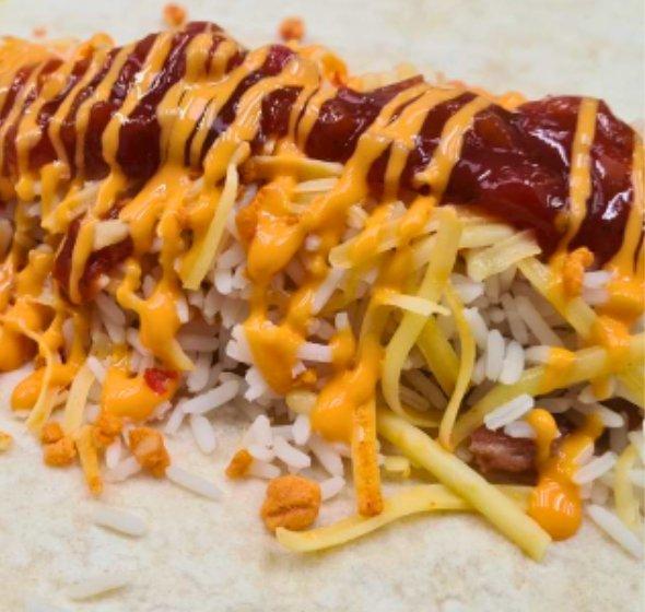 Cheesy chilli beef burrito