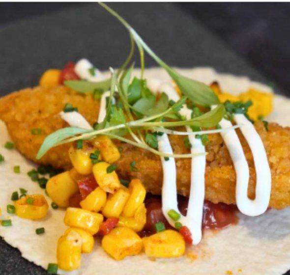 Vegan American crispy goujon taco