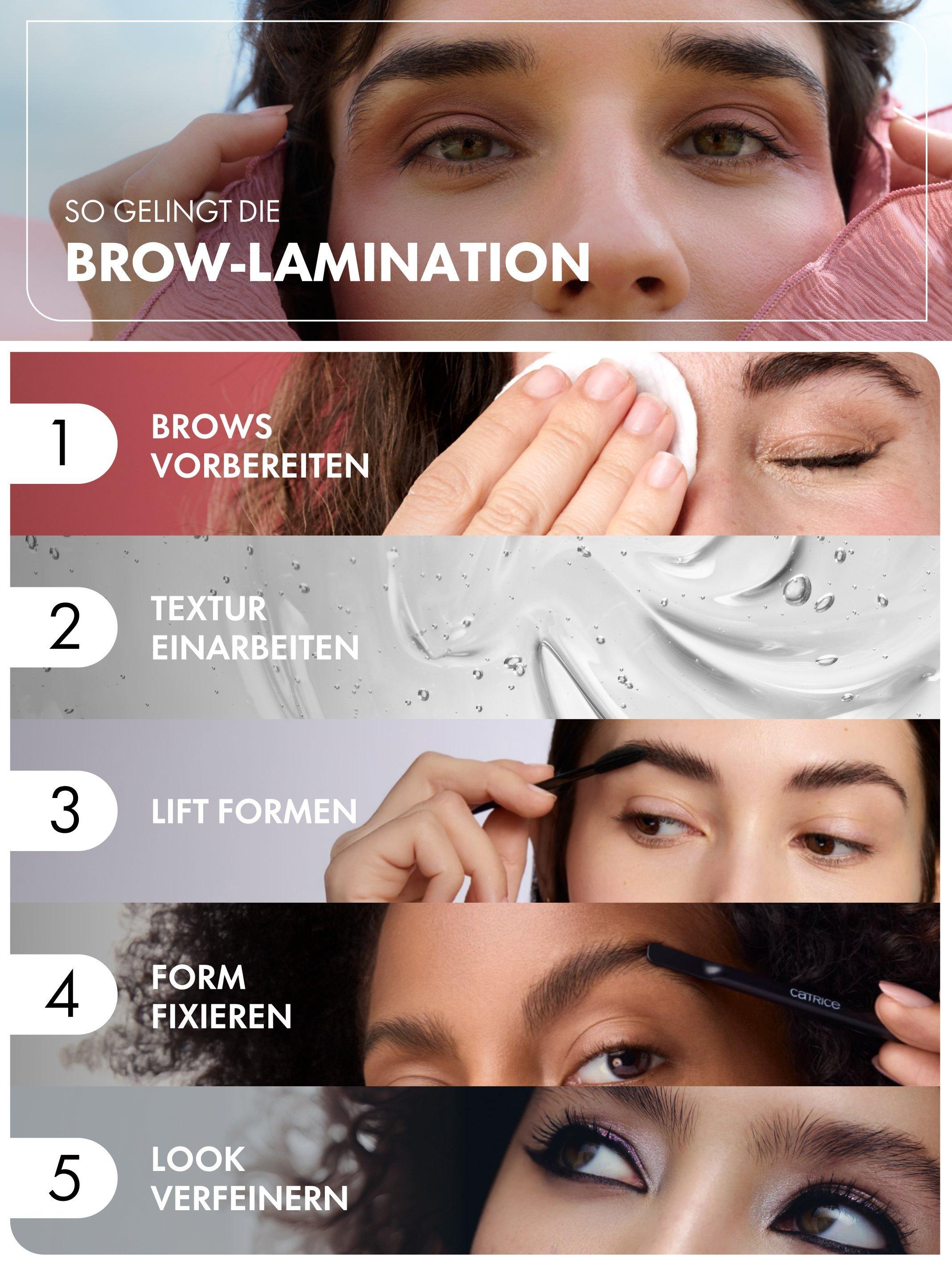Catrice Quick Luxury Step-by-step Grafik zur Brow Lamination