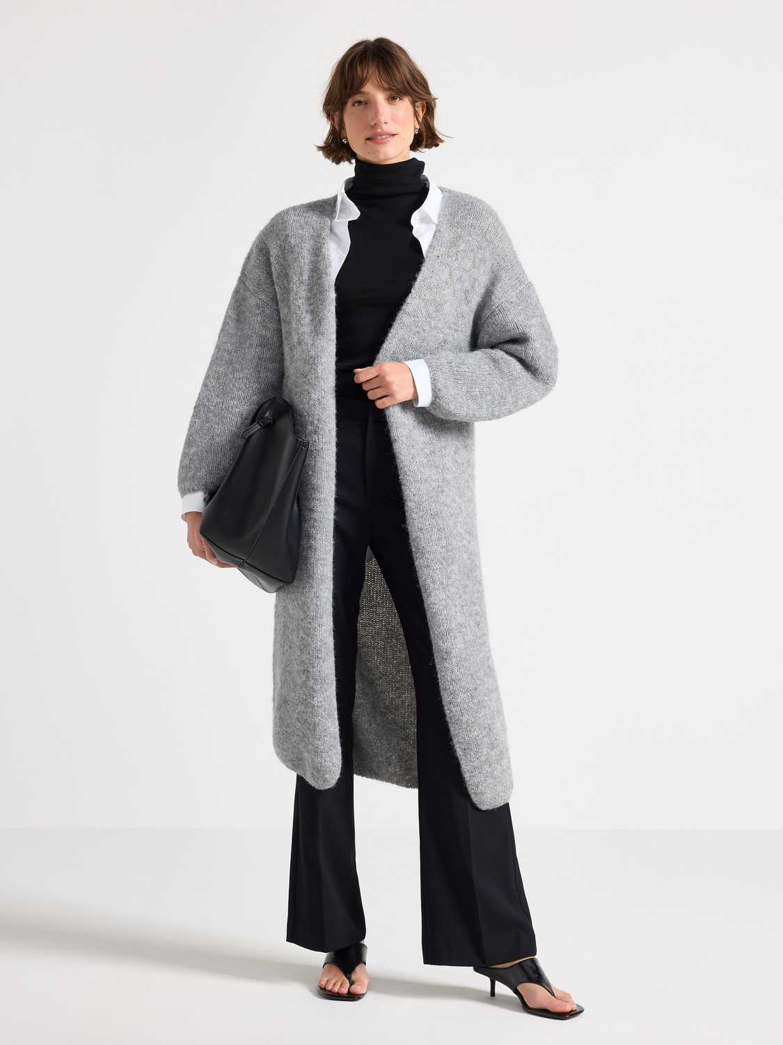 Stickad lång cardigan