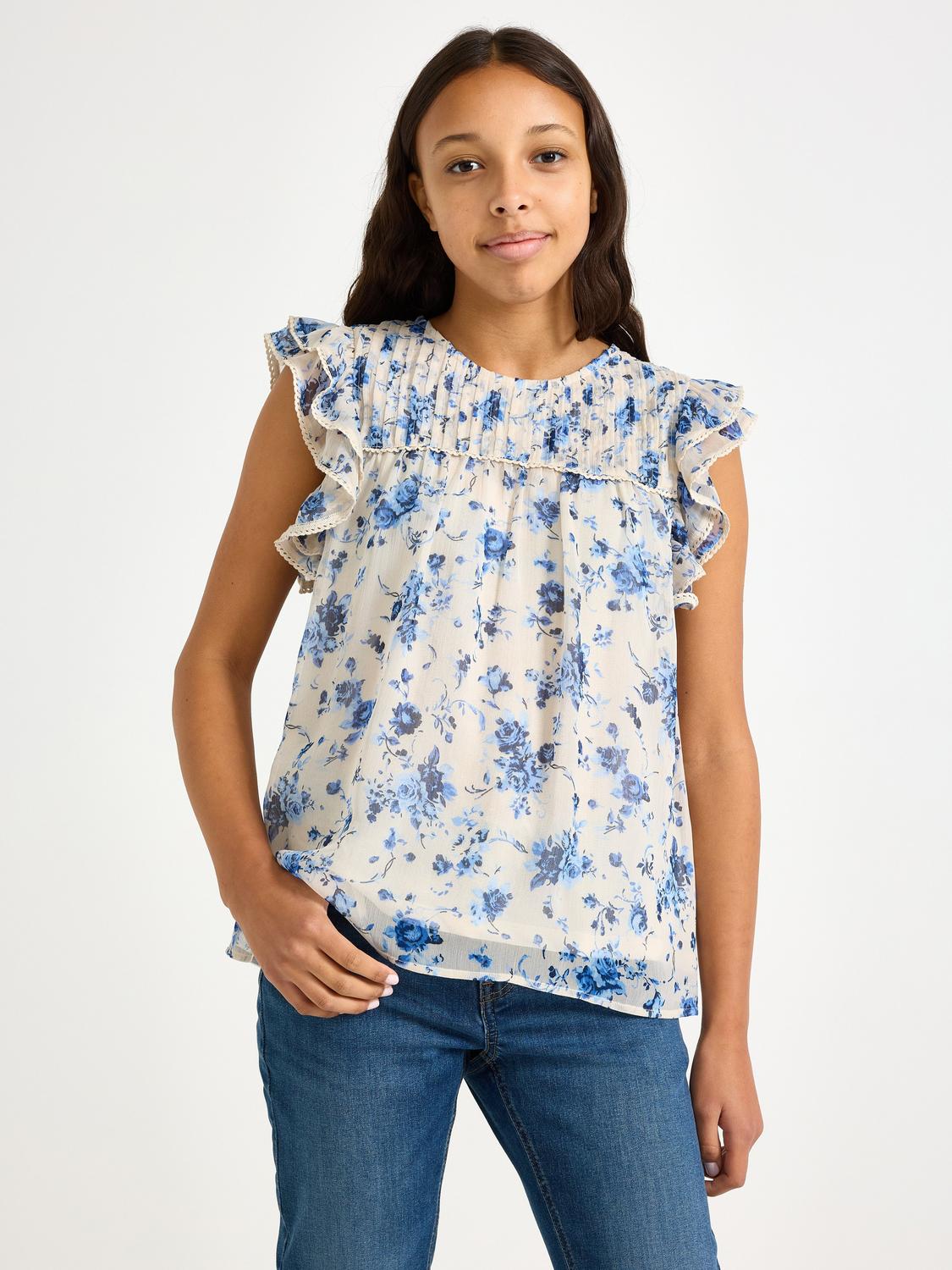 Blus med volanger