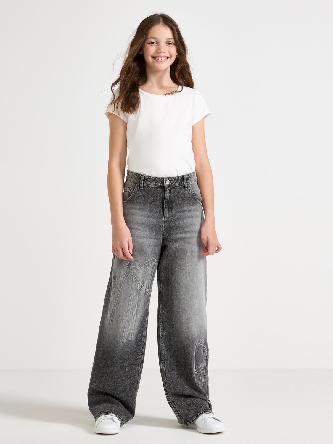 Lindex VEGA Wide leg jeans med broderi