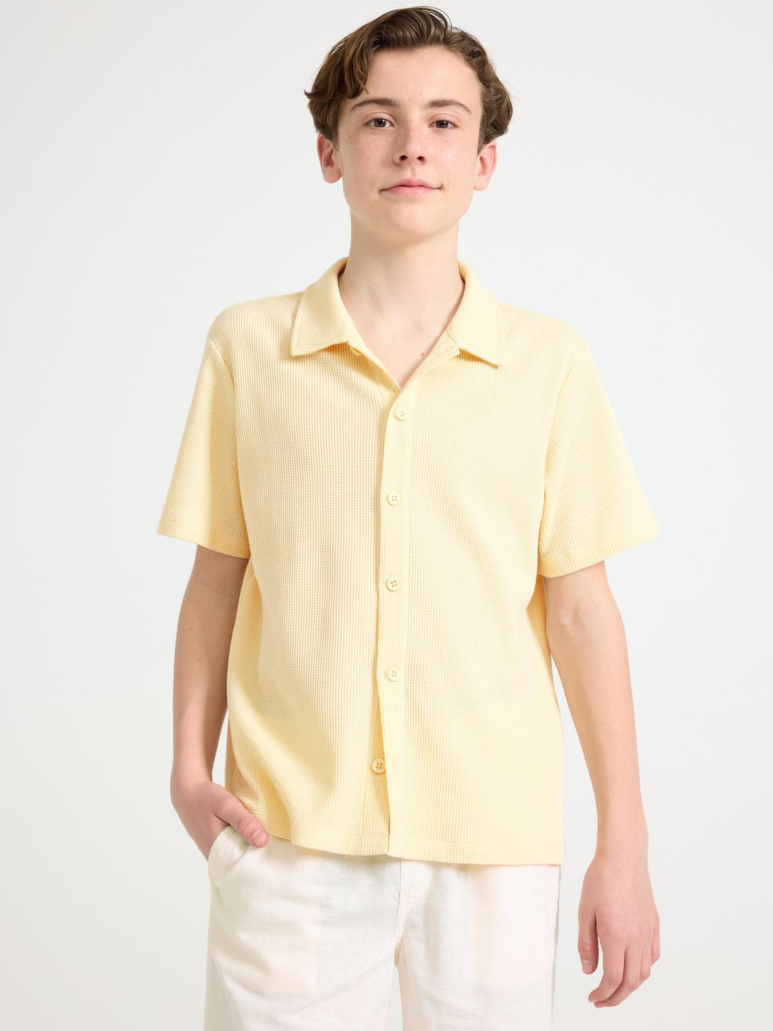 Kortärmad skjorta med våfflad struktur