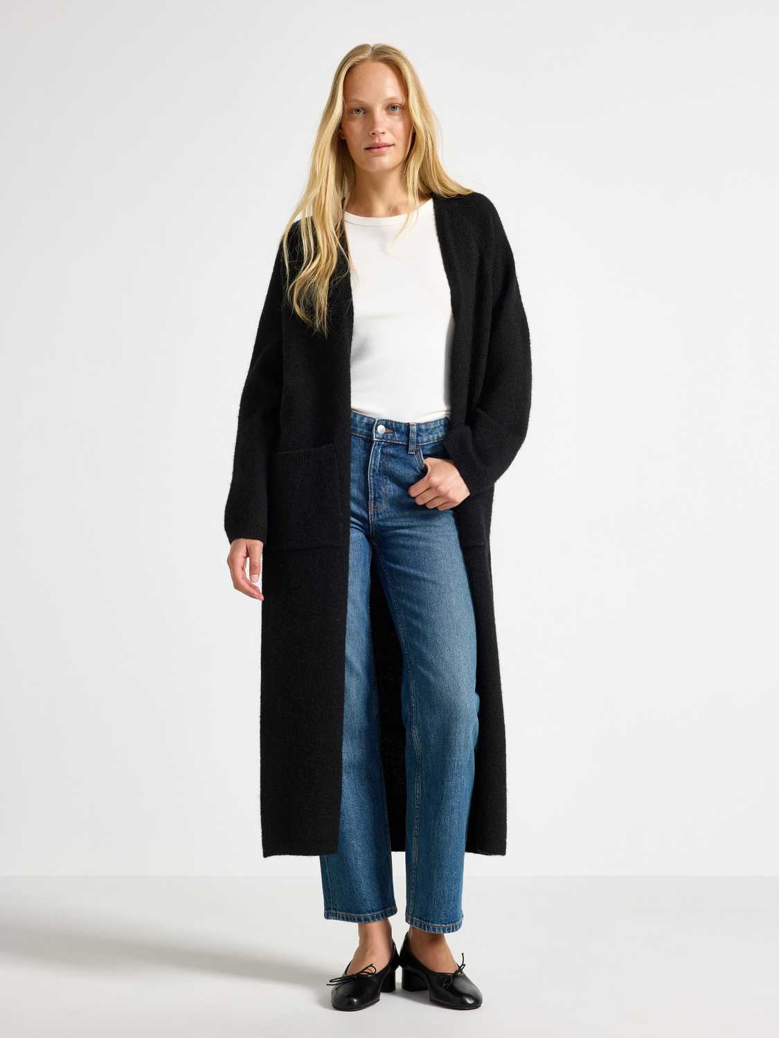 Stickad lång cardigan