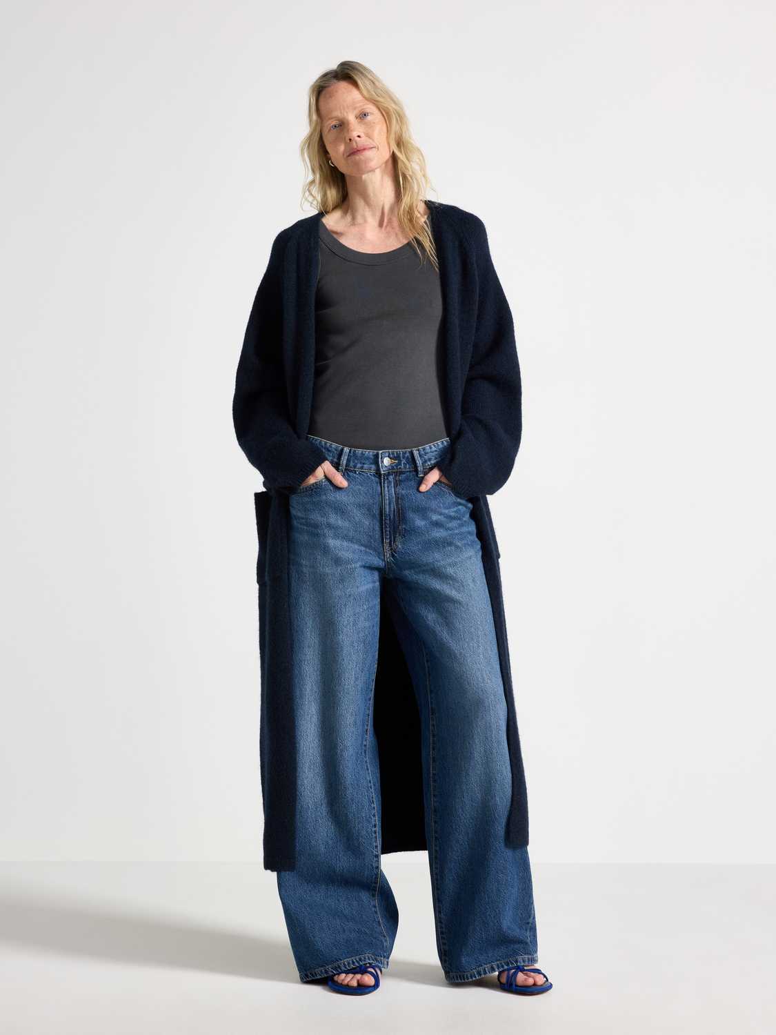 Stickad lång cardigan