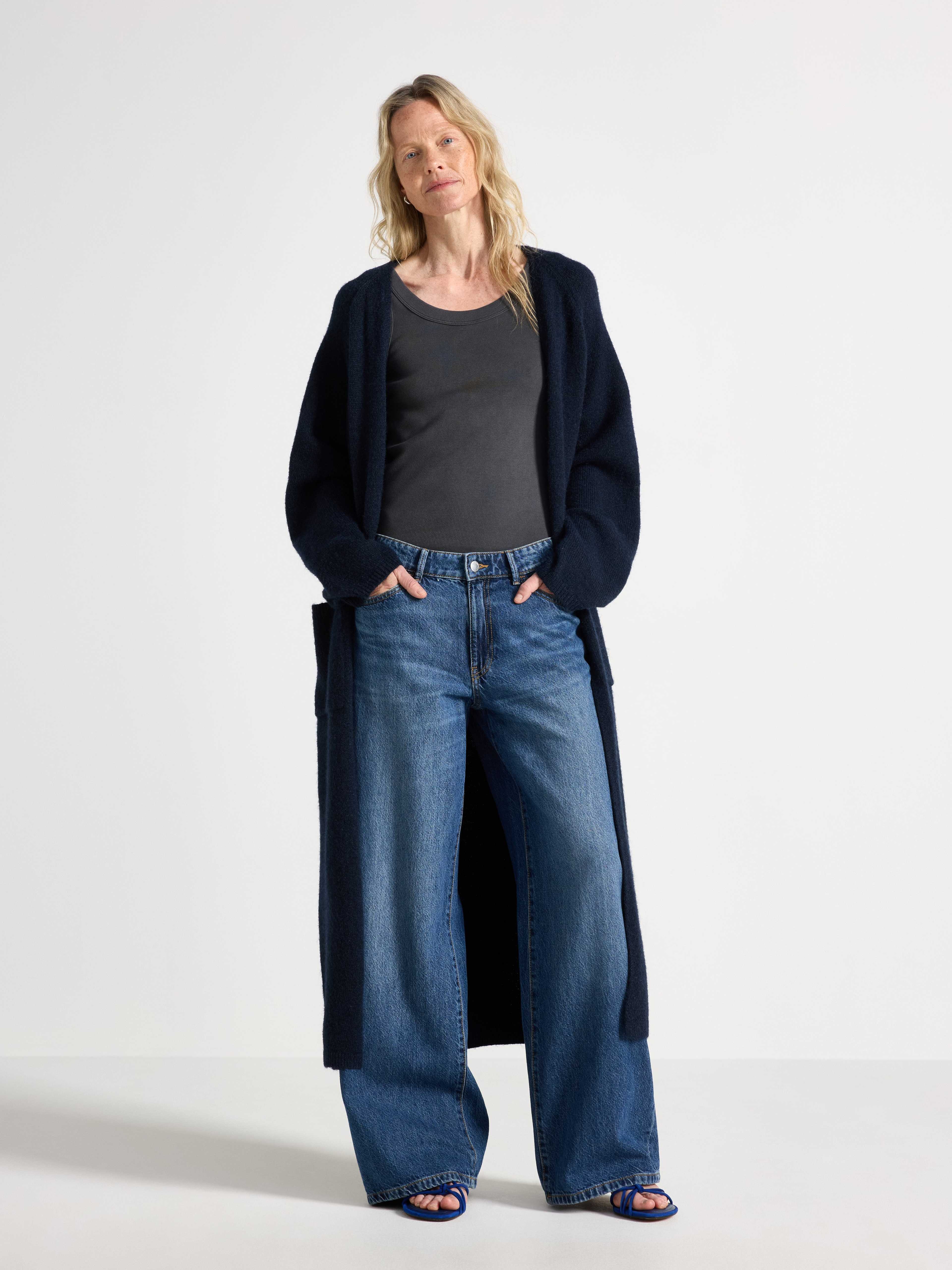 Stickad lång cardigan