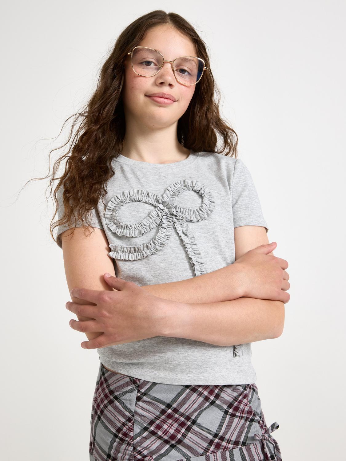 Kortärmad topp med rosett