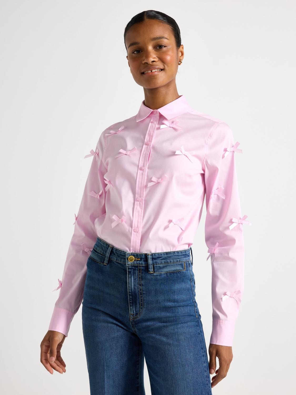 Skjorta med rosetter i satin